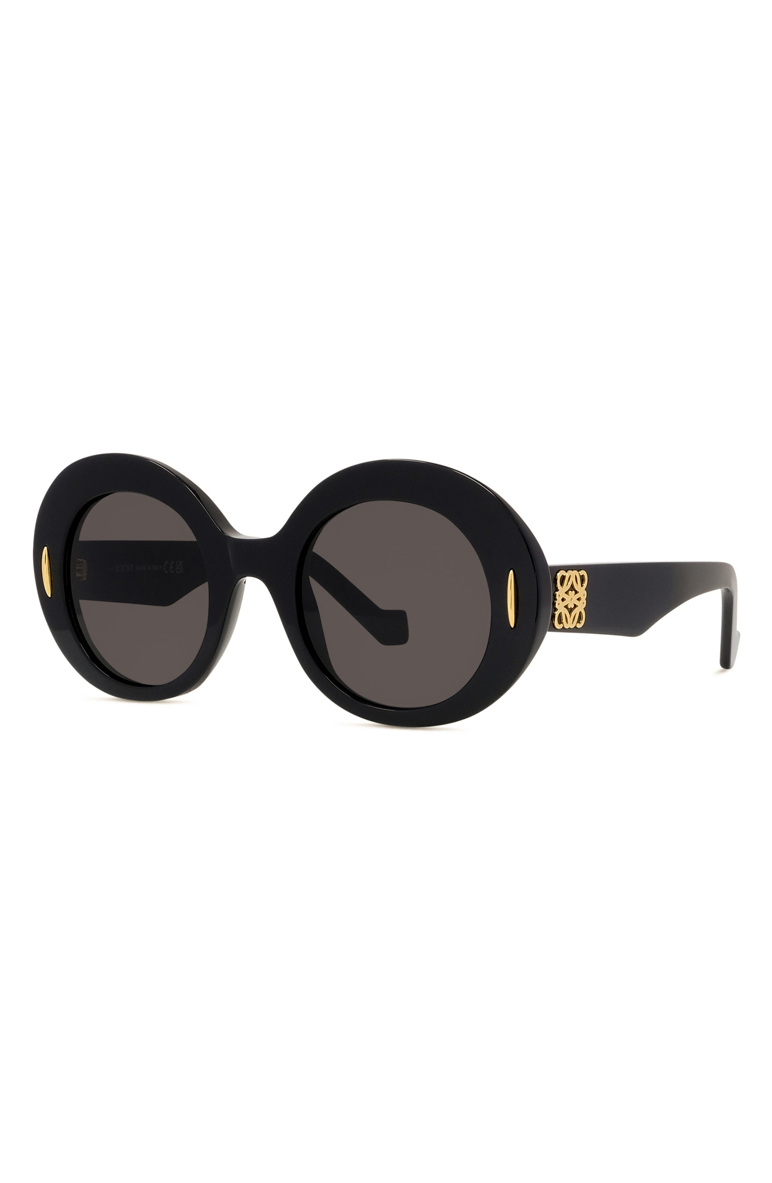 Loewe Anagram 50mm Oval Sunglasses in Shiny Black /Smoke at Nordstrom - 2