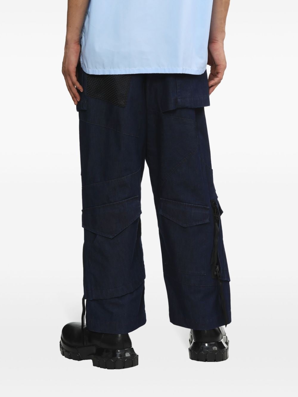 wide-leg cotton cargo trousers - 4
