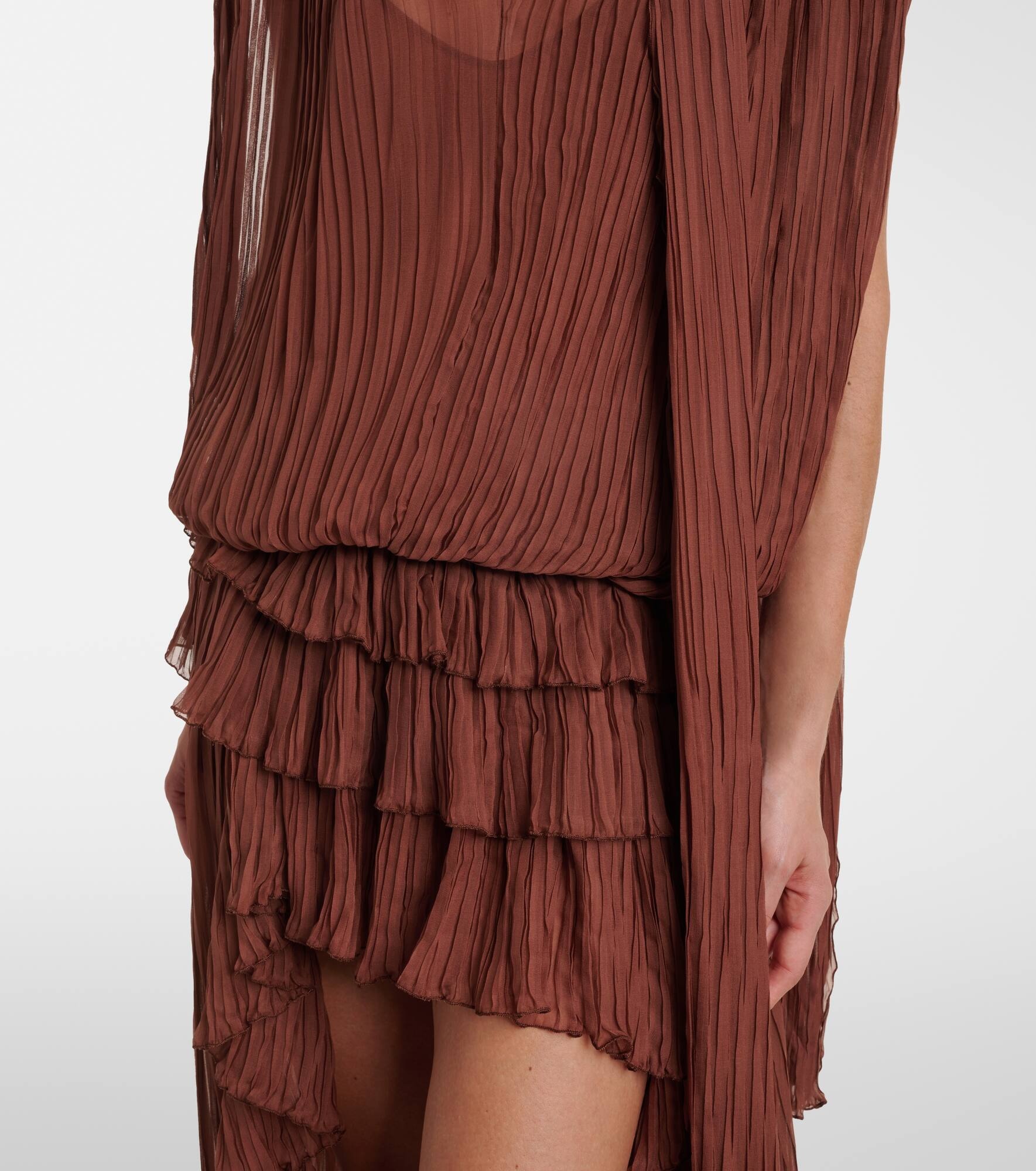 Plissé silk chiffon gown - 5