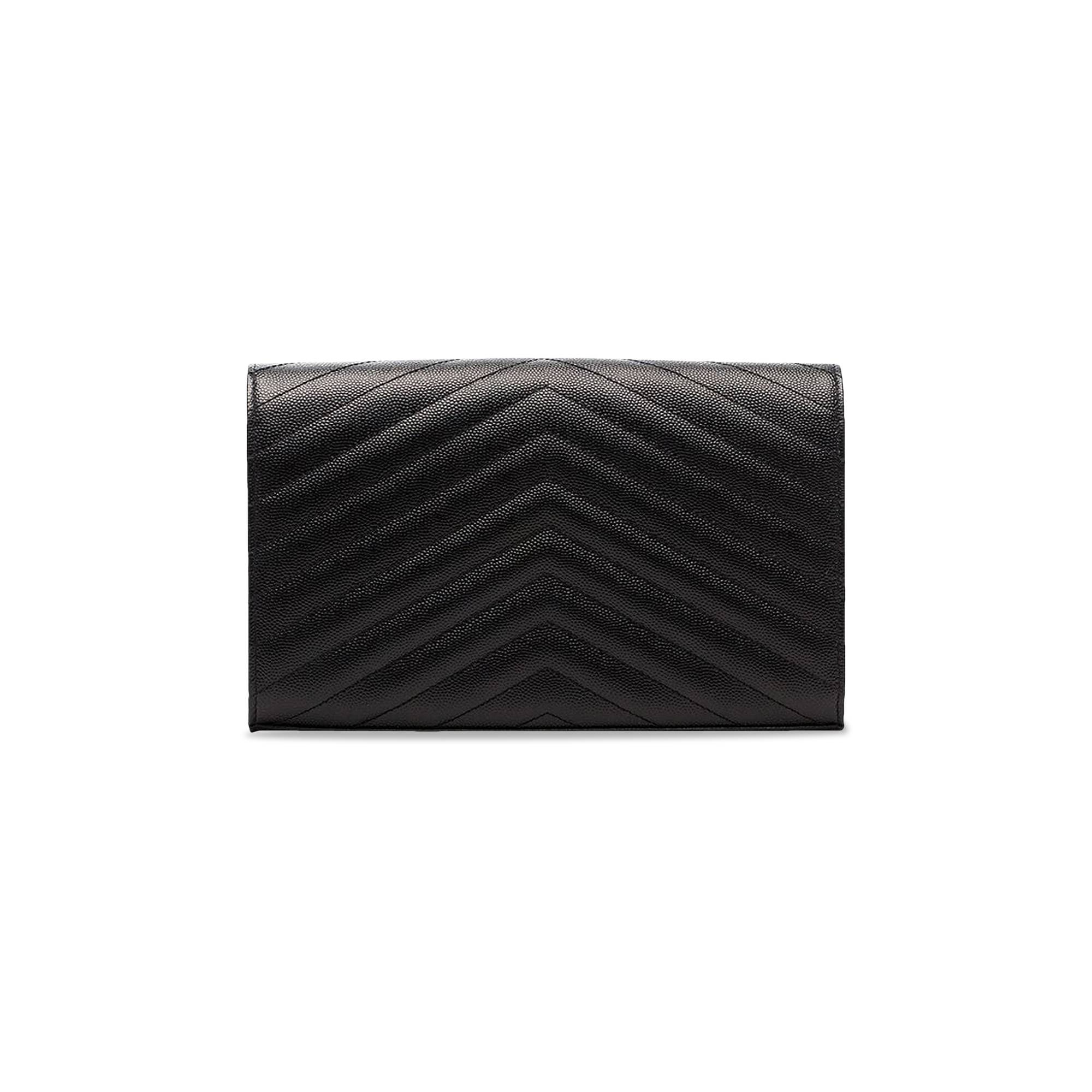 Saint Laurent Medium Matelassé Leather Wallet On Chain 'Nero' - 3