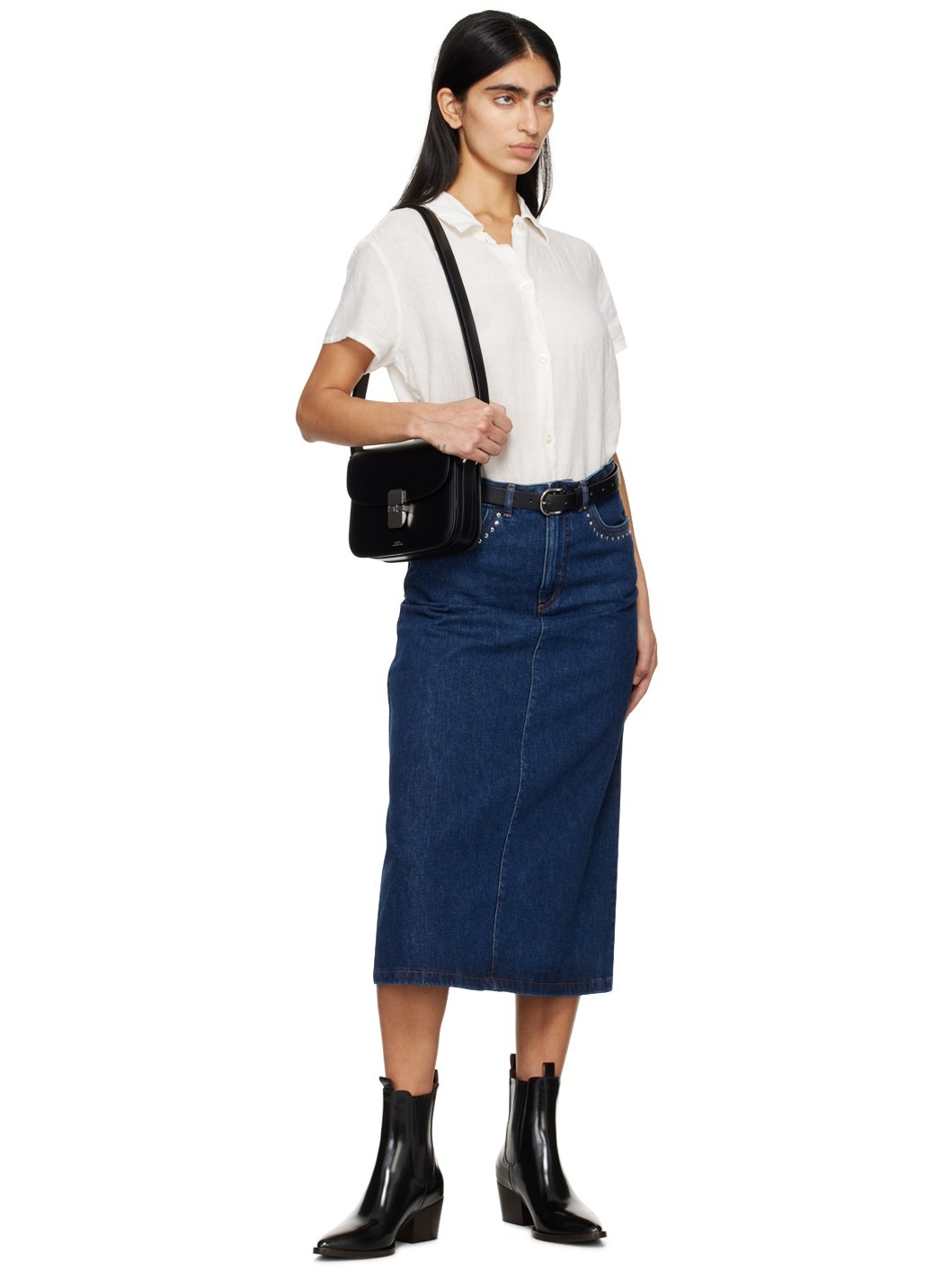 Indigo Redwood Denim Midi Skirt - 5