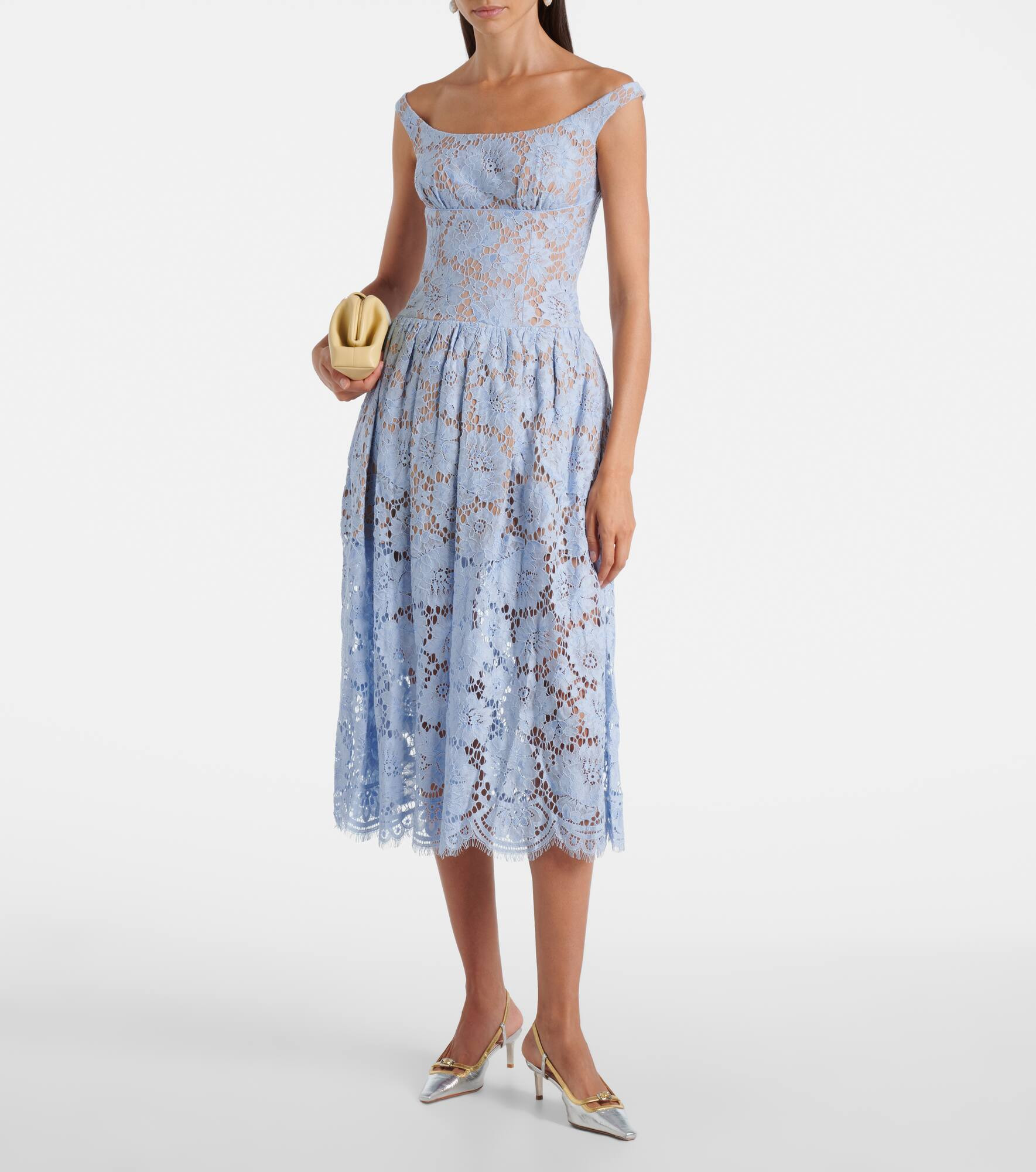 Gathered lace midi dress - 2