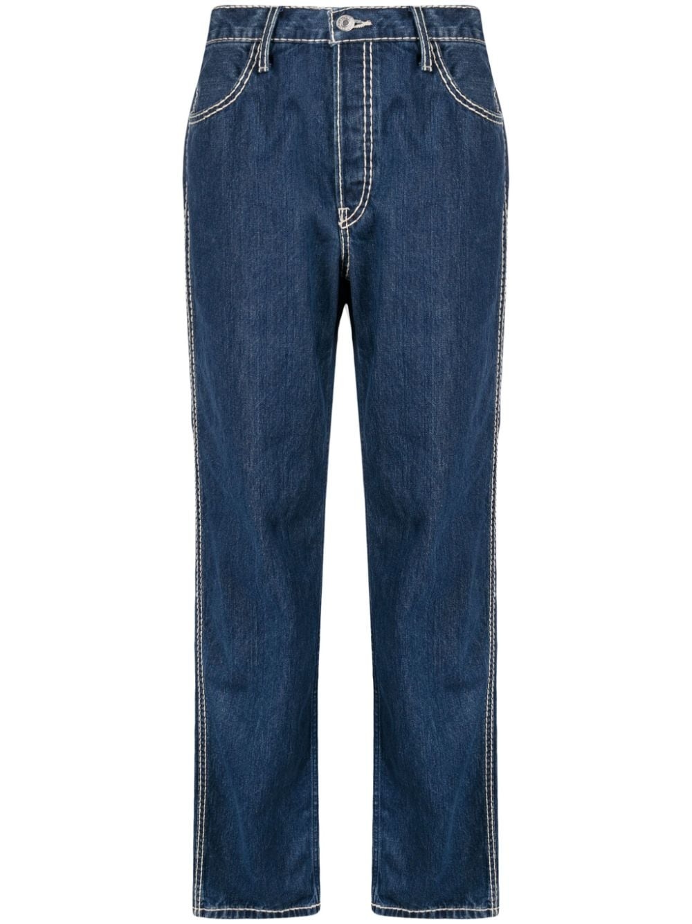 loose-fit contrast-stitching jeans - 1