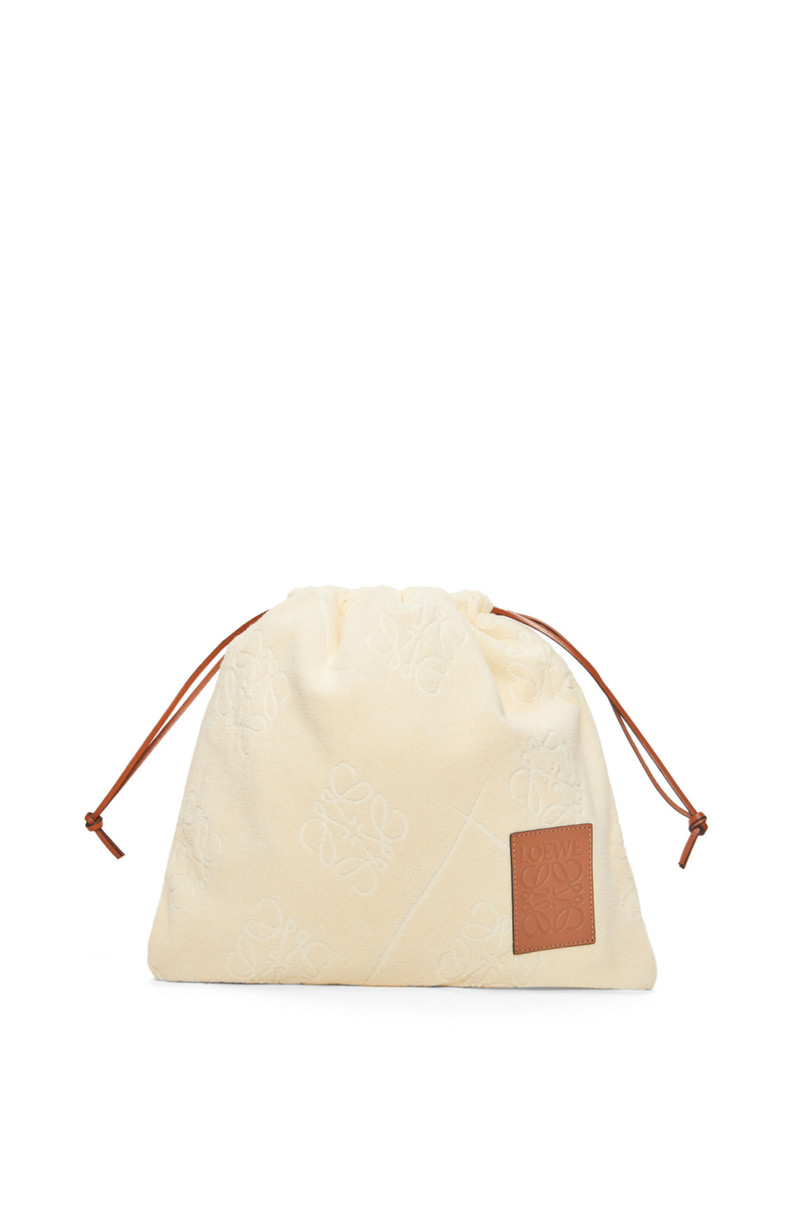 Drawstring pouch in cotton towelling 1