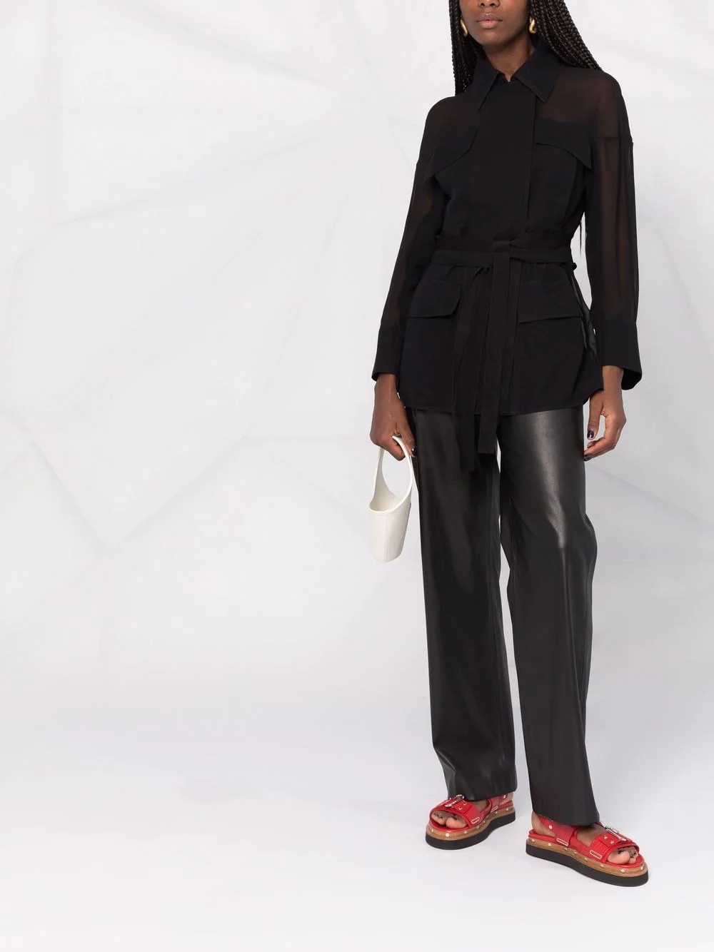 tie-fastening shirt jacket - 2