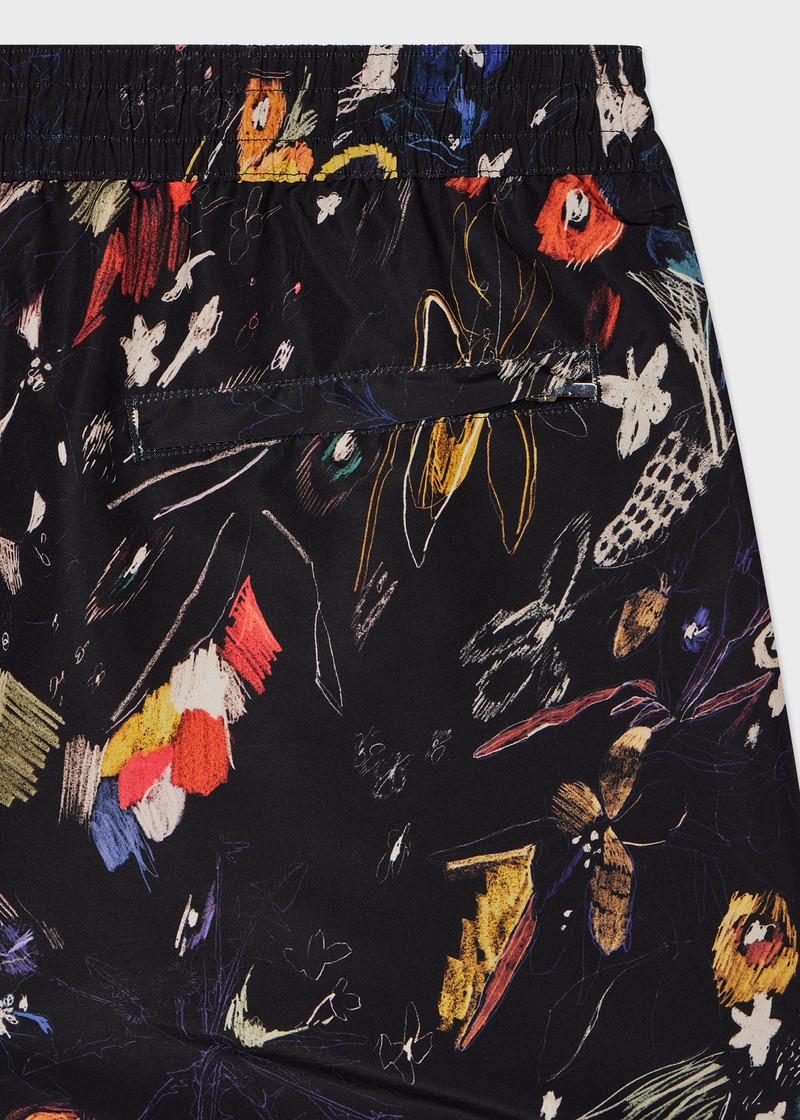 Paul Smith Black 'Sketchbook Botanical' Swim Shorts outlook