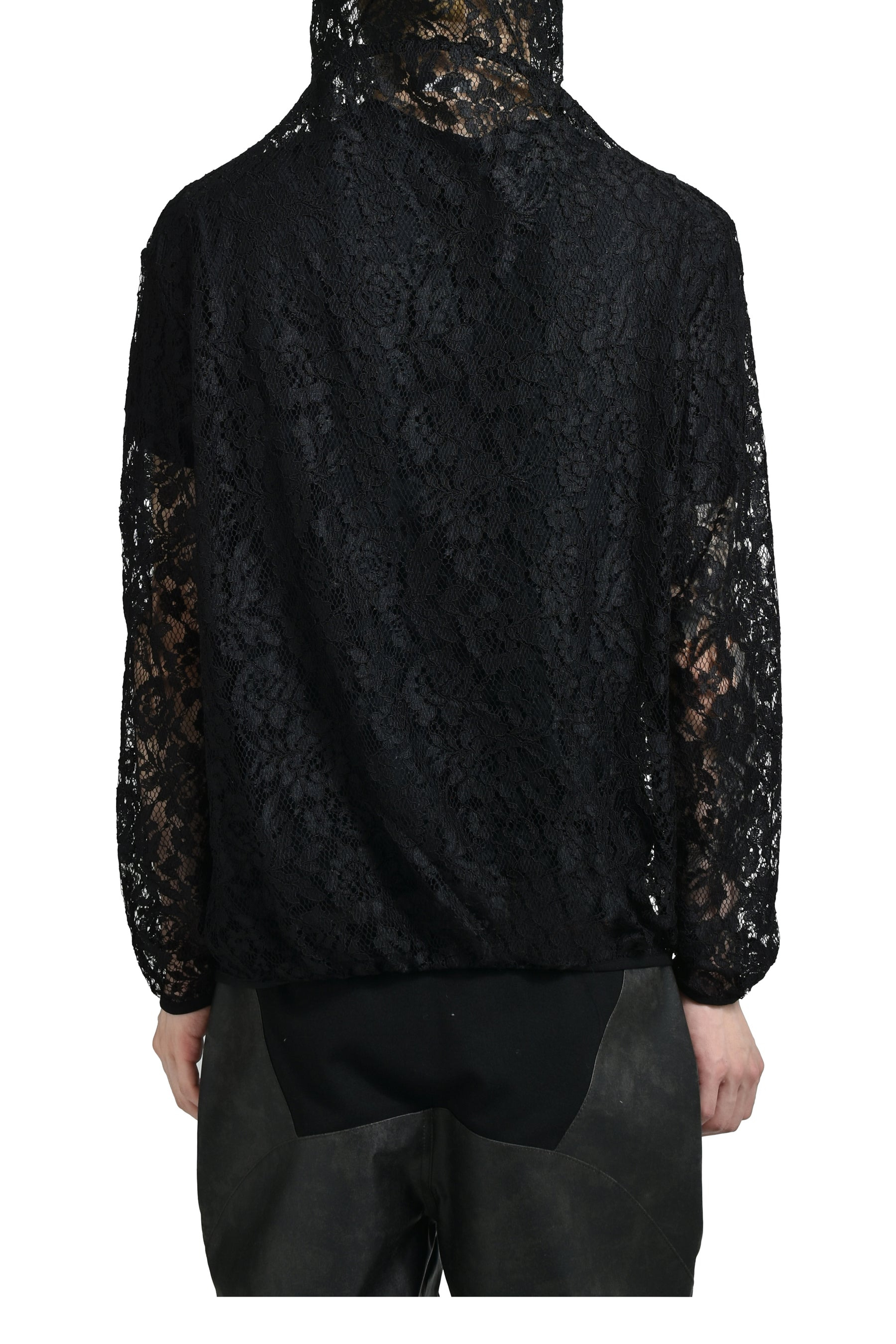 DRAPED LACE HOODIE / BLK - 2