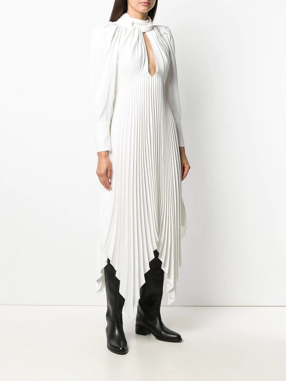 pleated long-sleeve dress - 3