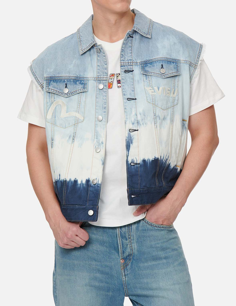 DAICOCK INSERT TIE-DYE DENIM VEST 3