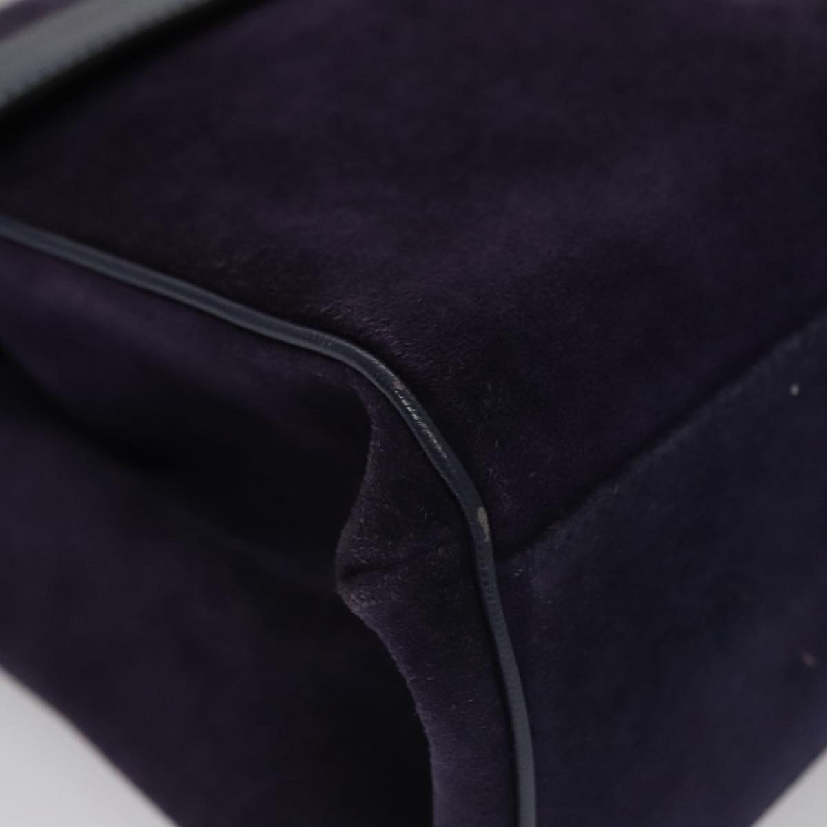 CELINE Hand Bag Suede Leather Purple Gold - 9