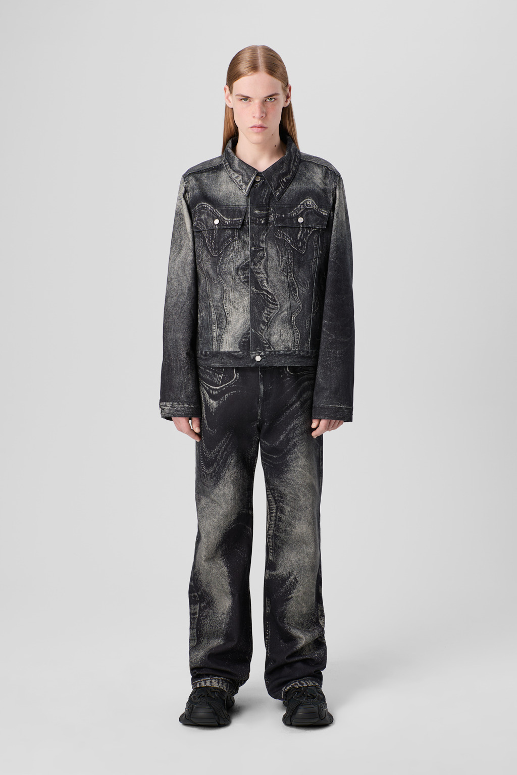 Black-Gray Denim Jacket - 4