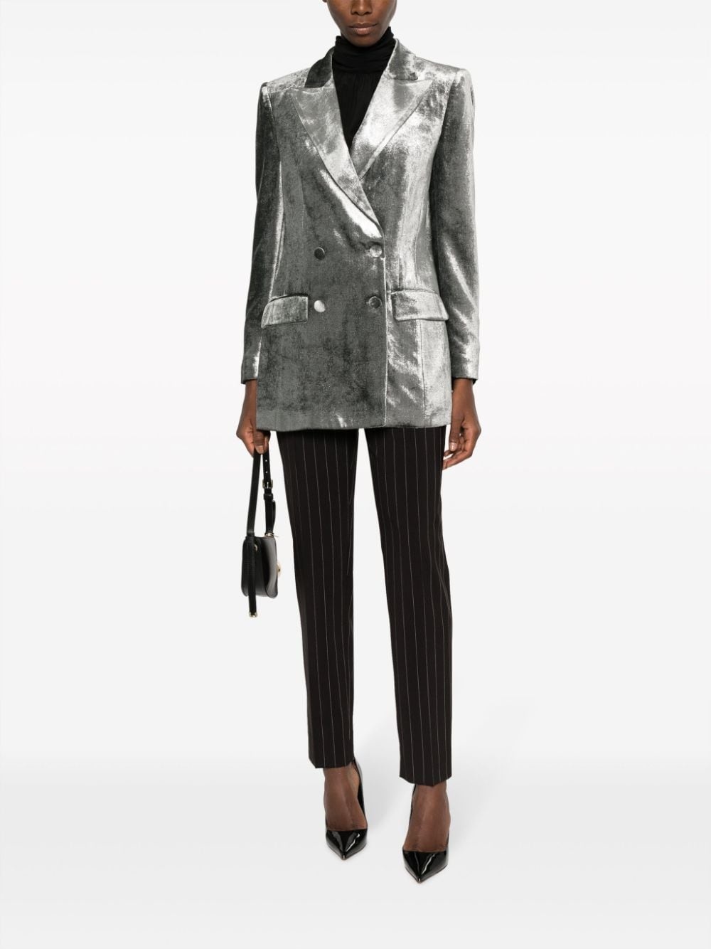 stripe-pattern wool tapered trousers - 2