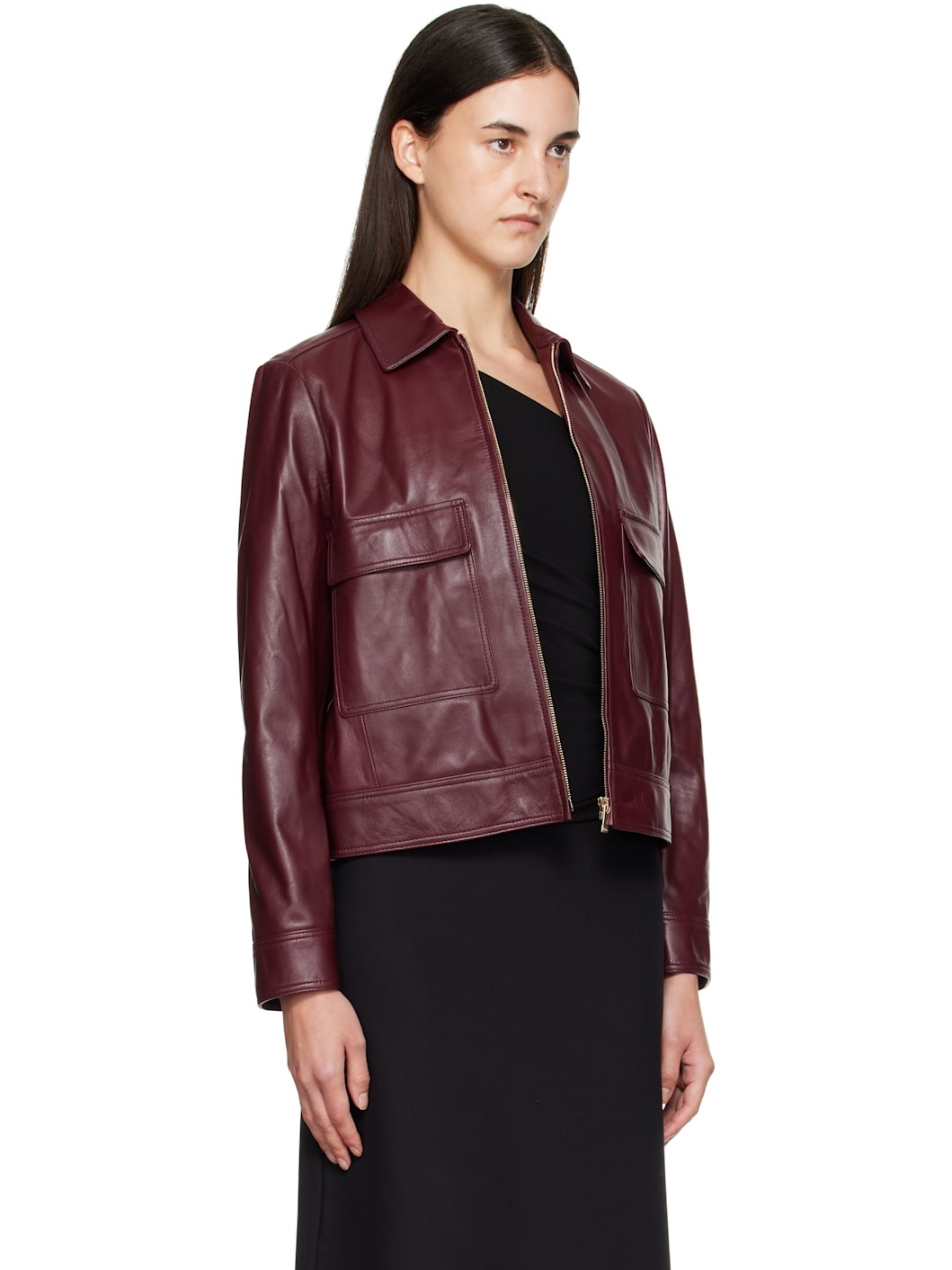 Burgundy Nepet Leather Jacket - 2