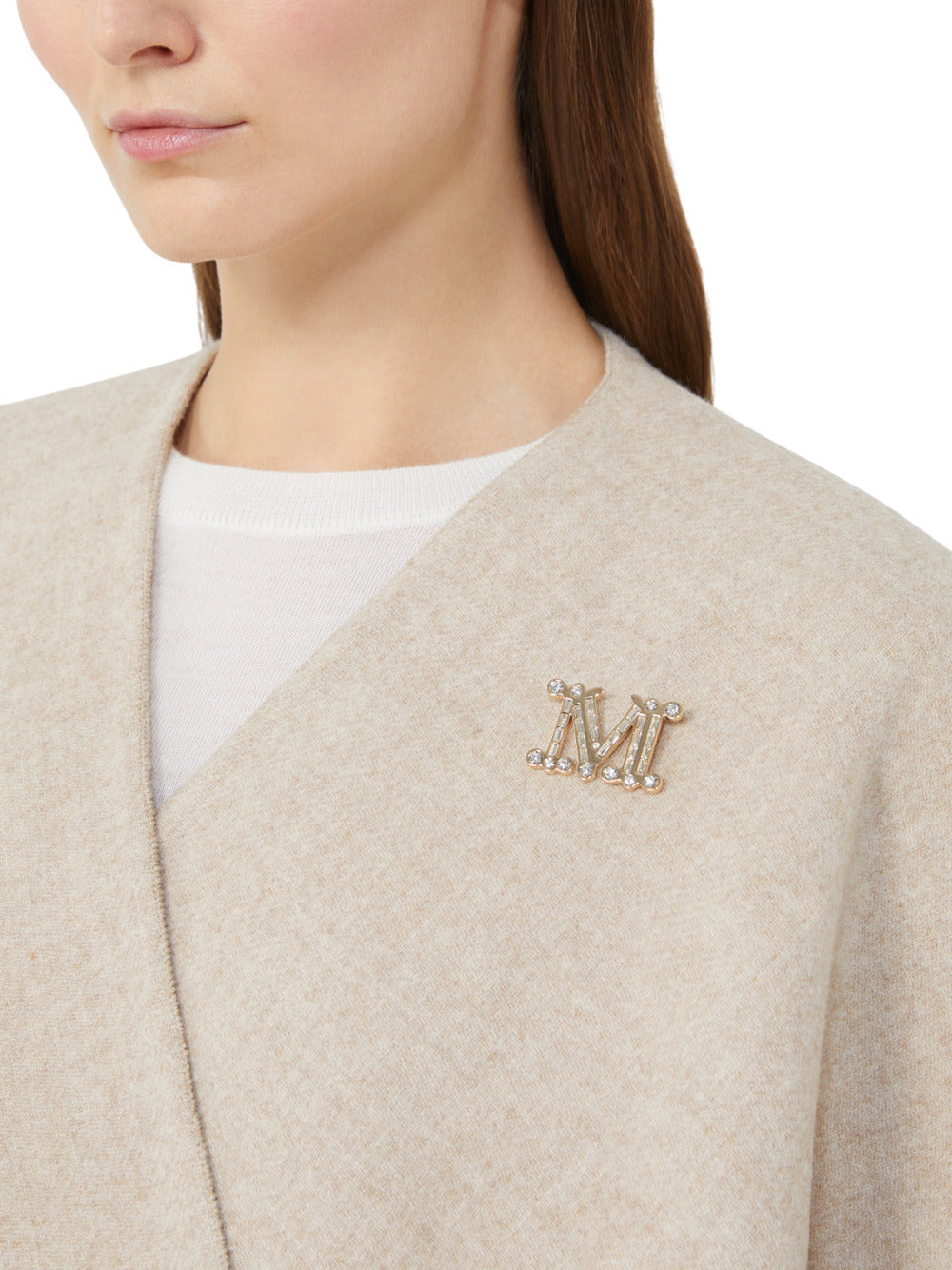 Max Mara Women Short Cape With A Rectangular Design, Can Be Worn Closed With A Brooch Or Open With A - 5