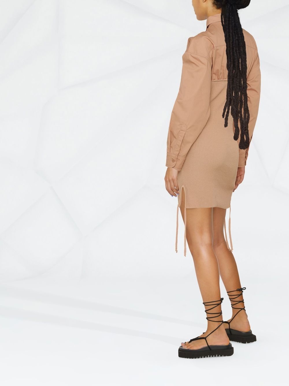 ribbed mini shirt dress - 3