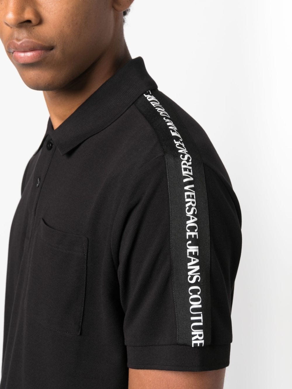 logo-tape cotton polo shirt - 5