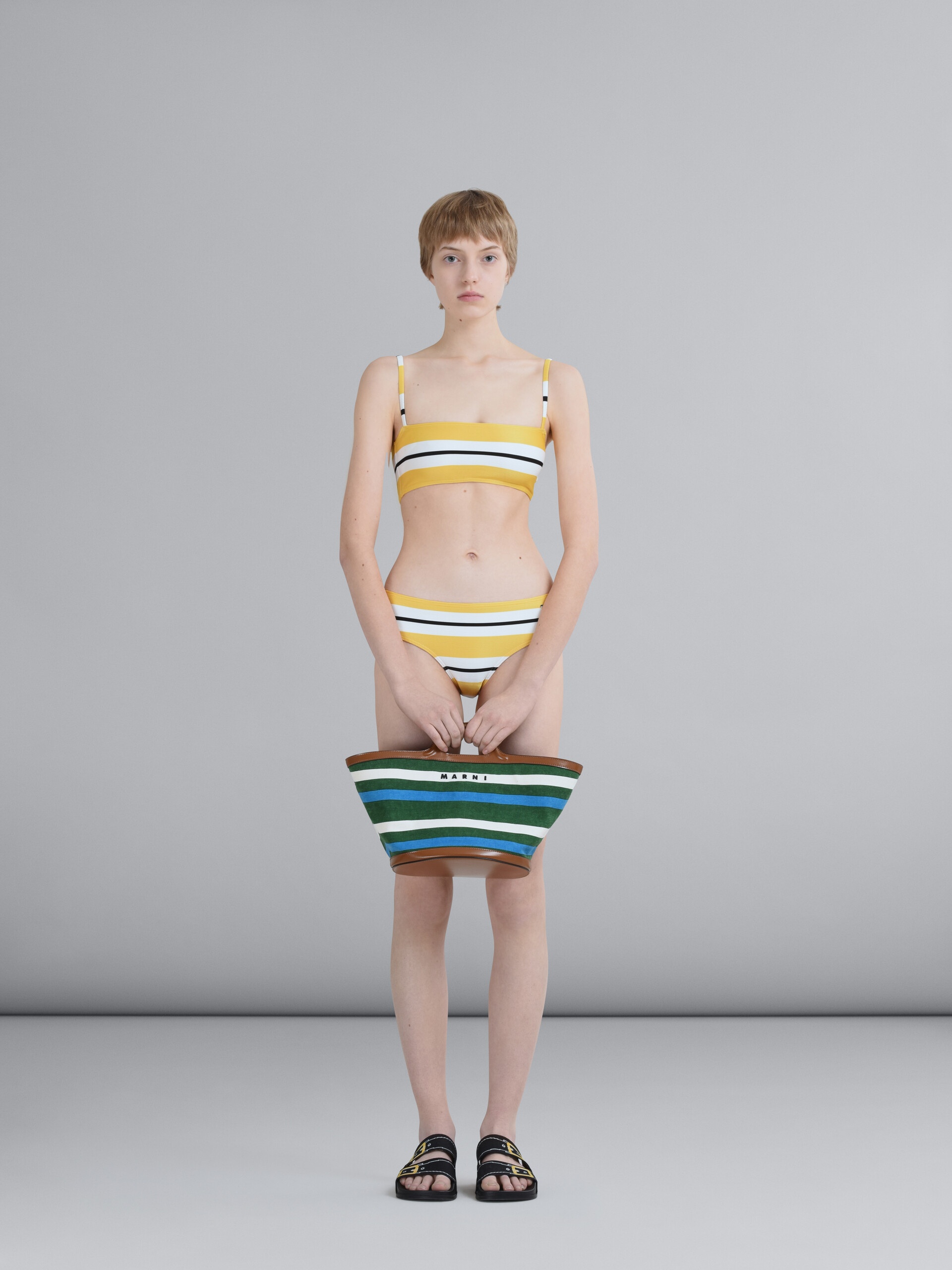 TROPICALIA SMALL BAG IN LEATHER AND STRIPED CANVAS 2