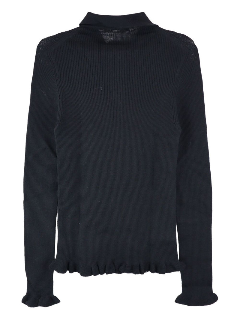 CECILIE BAHNSEN ruffle-hem ribbed polo top outlook