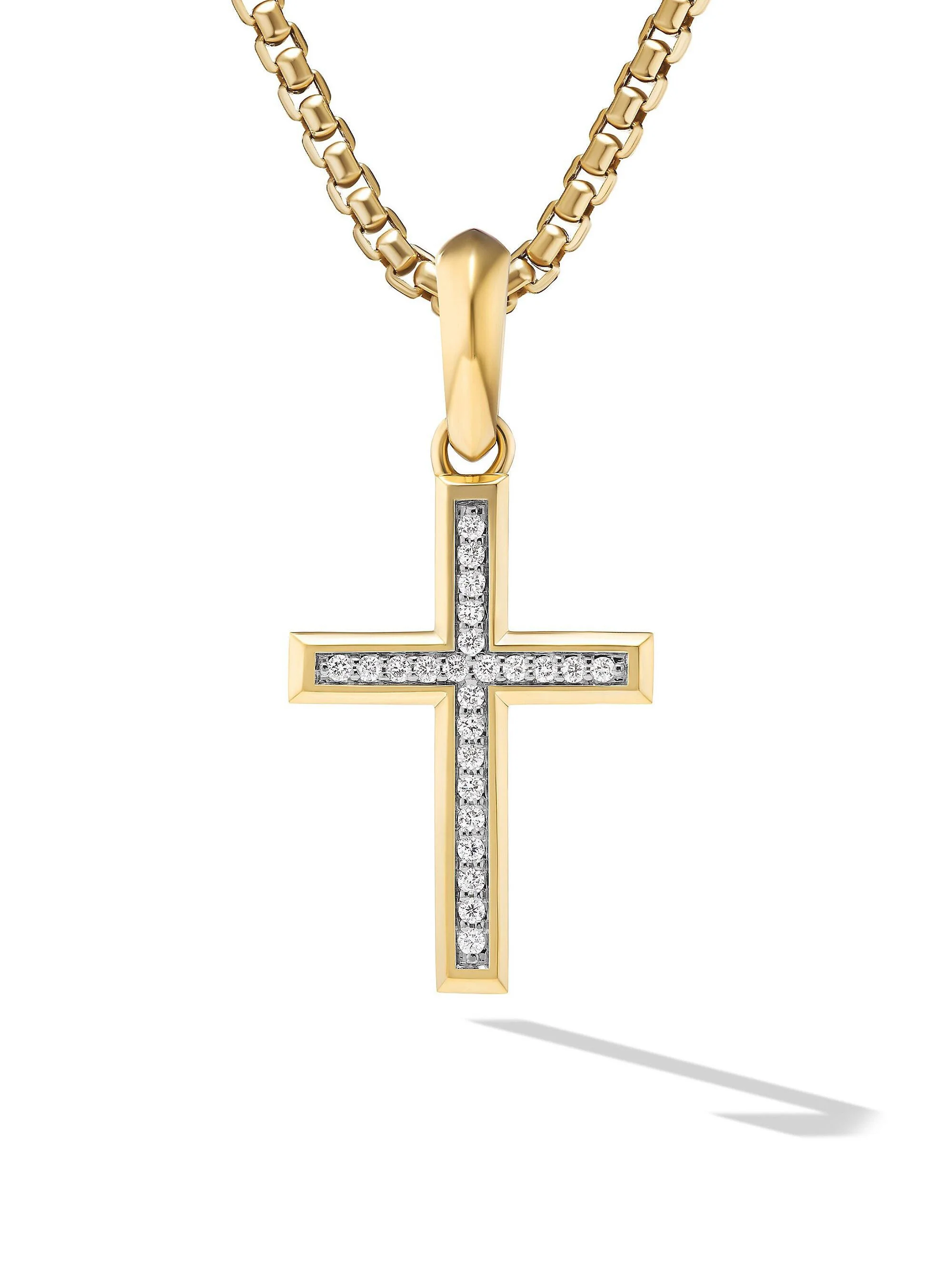 Men's Cross Pendant in 18K Yellow Gold - Gold - 1