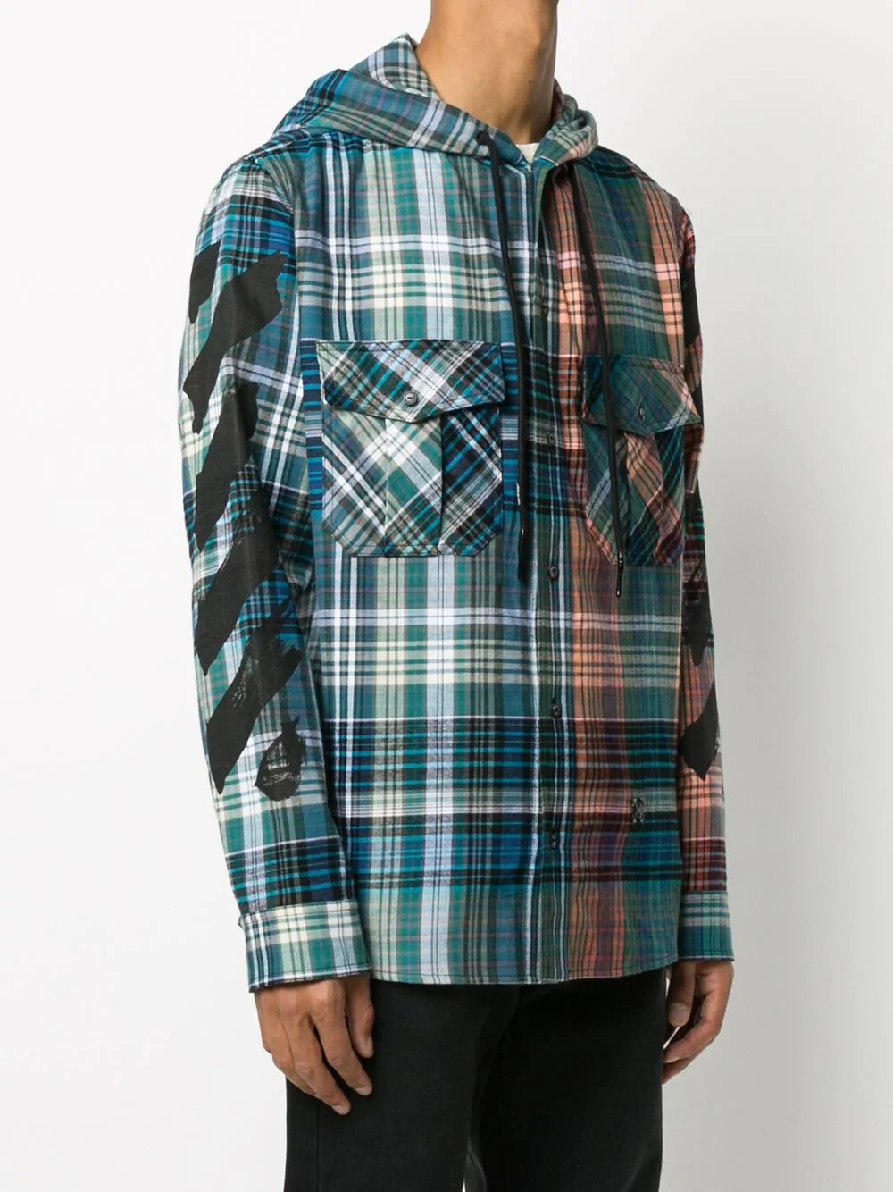 checkered hooded shirt - 3