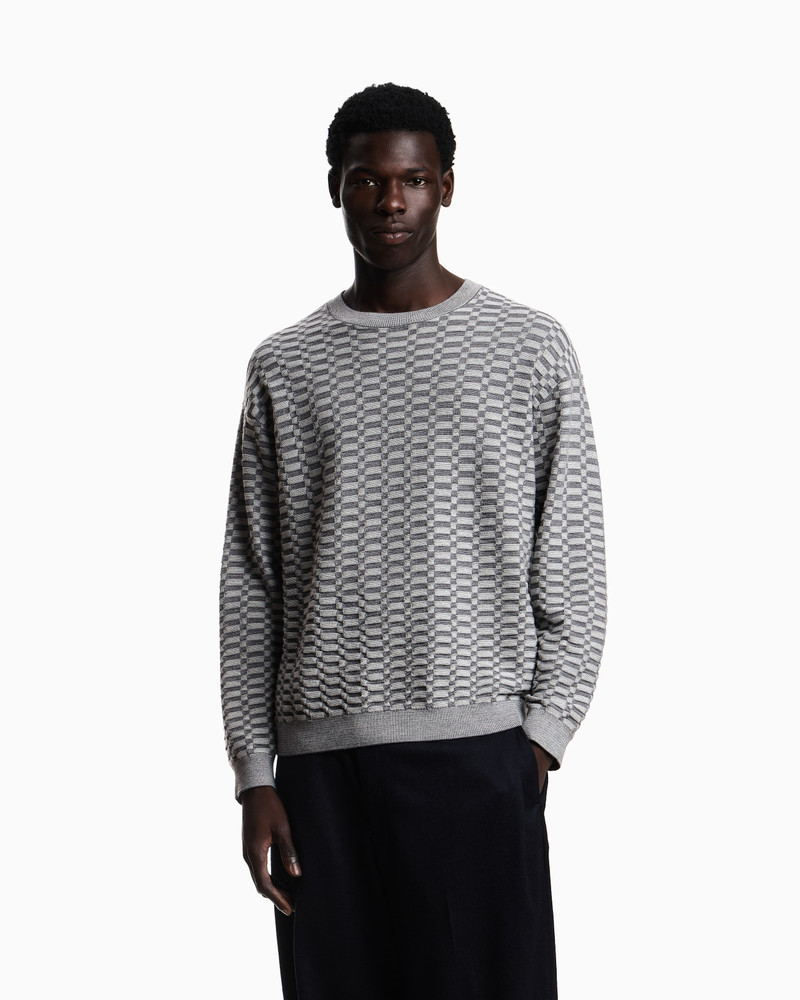 EMPORIO ARMANI OP-ART TEXTURED VIRGIN WOOL JUMPER outlook