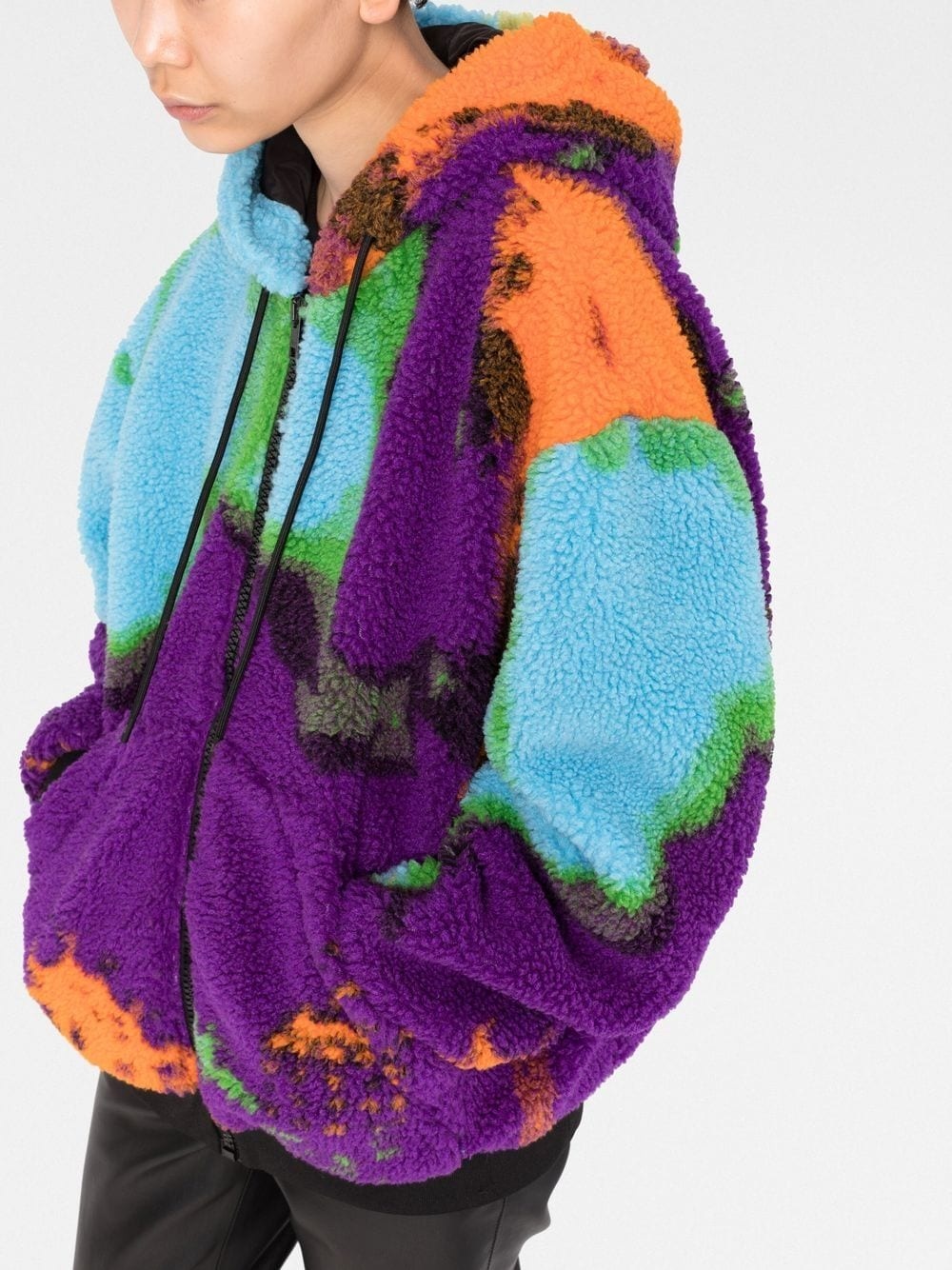 abstract-print fleece jacket - 5