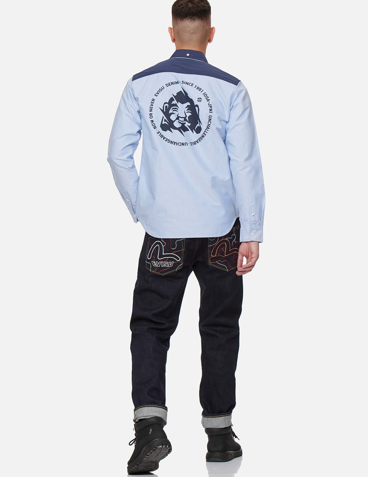LINEAR CAMOUFLAGE AND SEAGULL EMBROIDERED CARROT FIT JEANS #2017 - 5