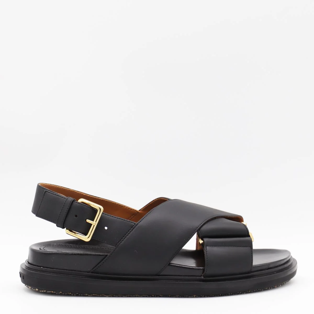 MARNI BLACK CRISS-CROSS SANDALS IN SMOOTH LEATHER WOMAN - 1