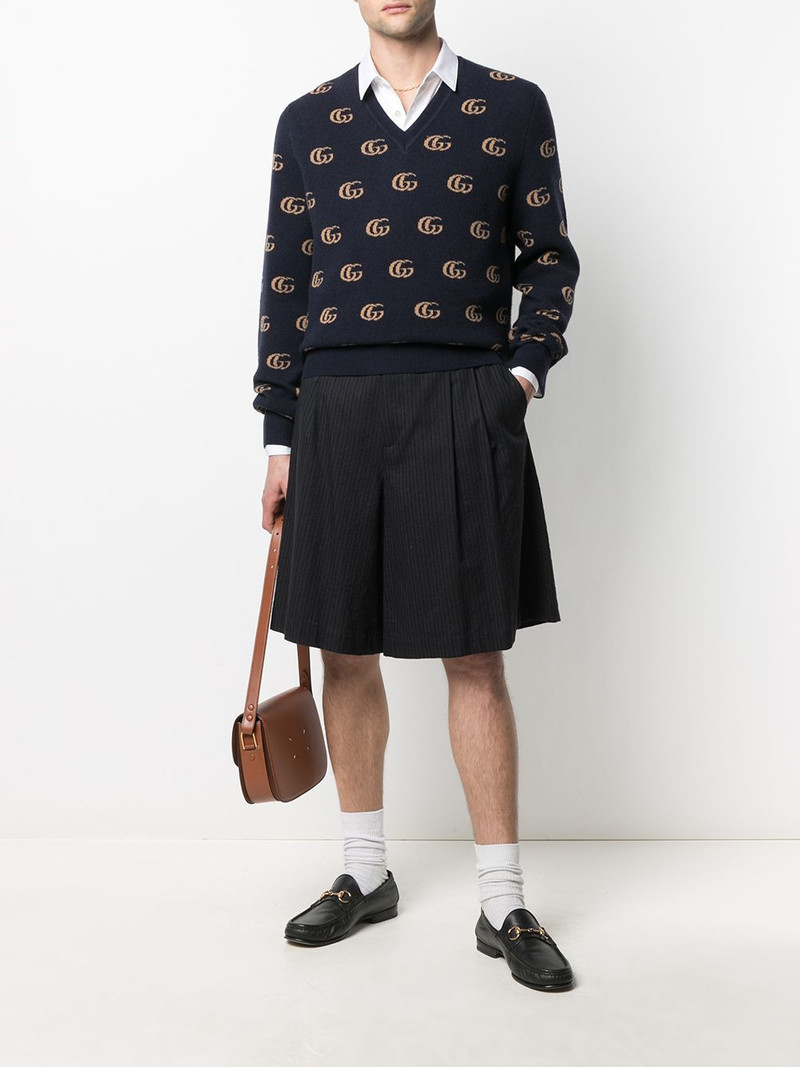 GUCCI Double G jacquard wool V-neck sweater outlook