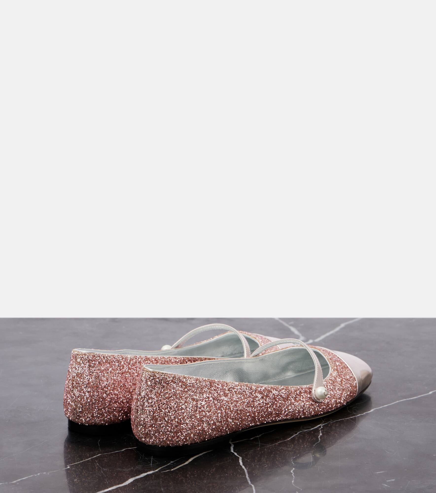 Elisa leather-trimmed glitter ballet flats - 3