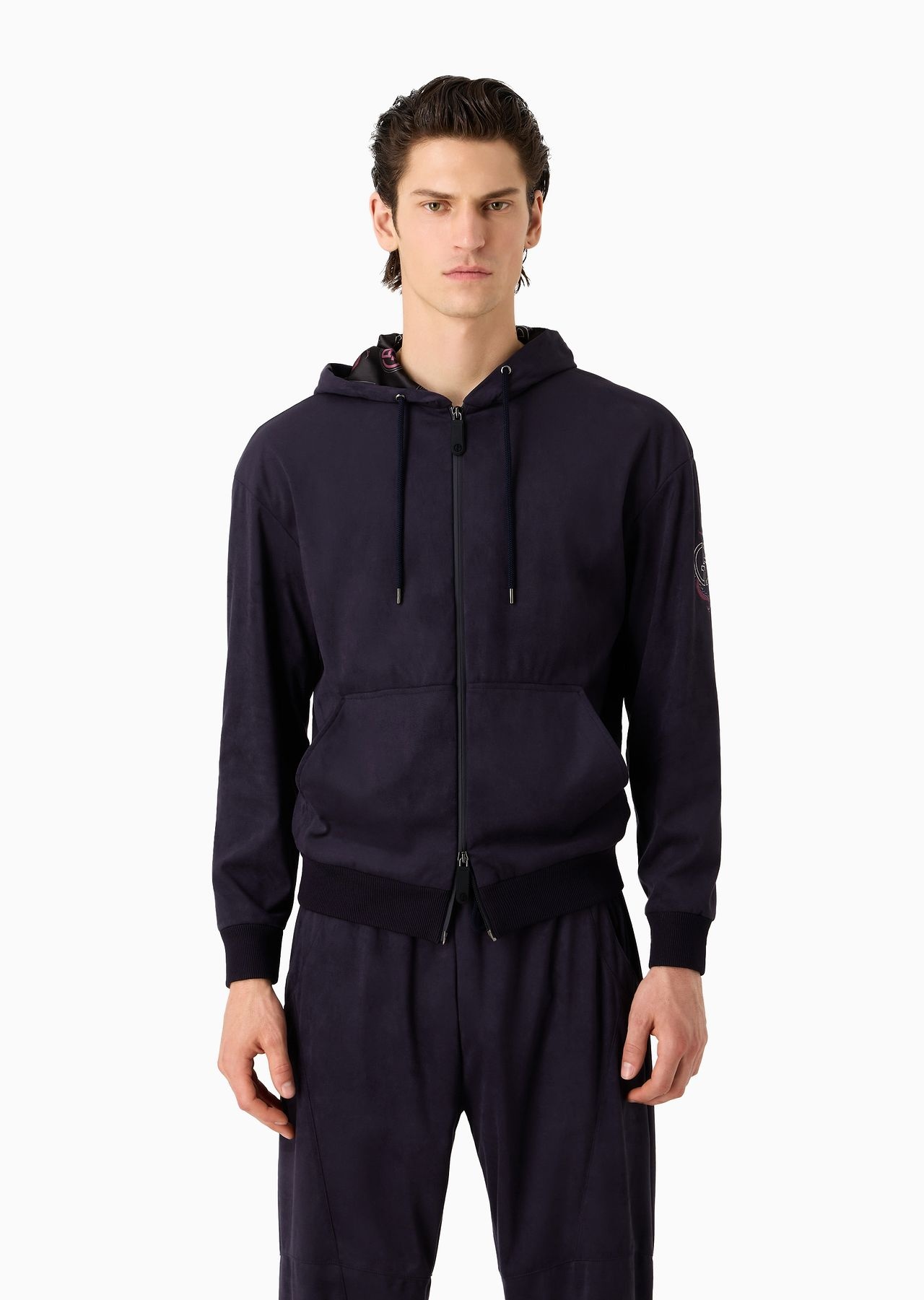 Suede-effect fabric hooded blouson - 2