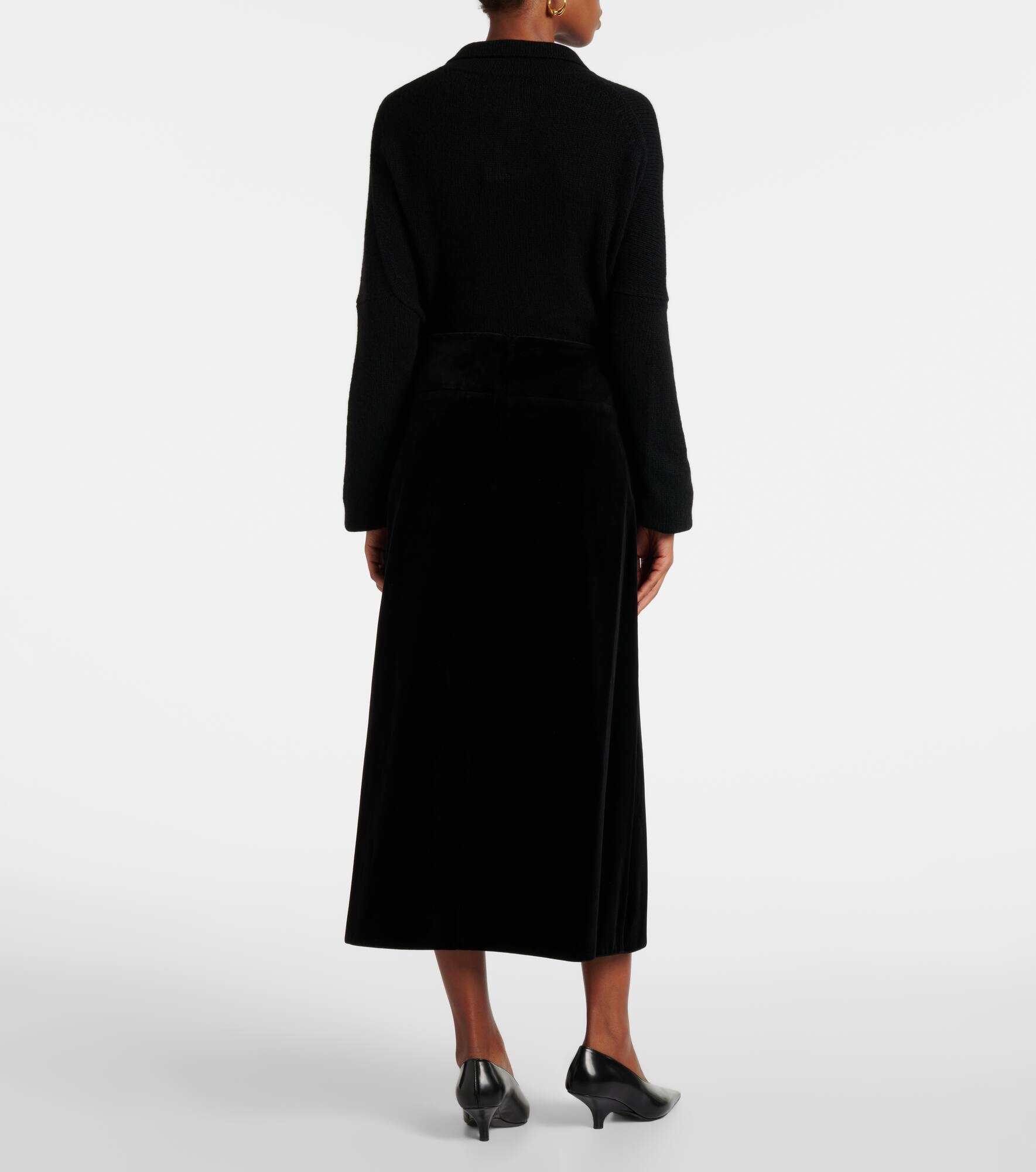 Paraggi cotton velvet midi skirt - 3