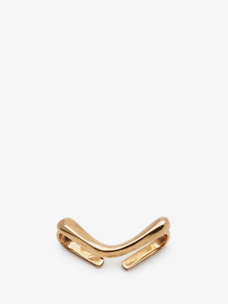 Alexander McQueen Mini Top Bar Ear Cuff in Antique Gold outlook