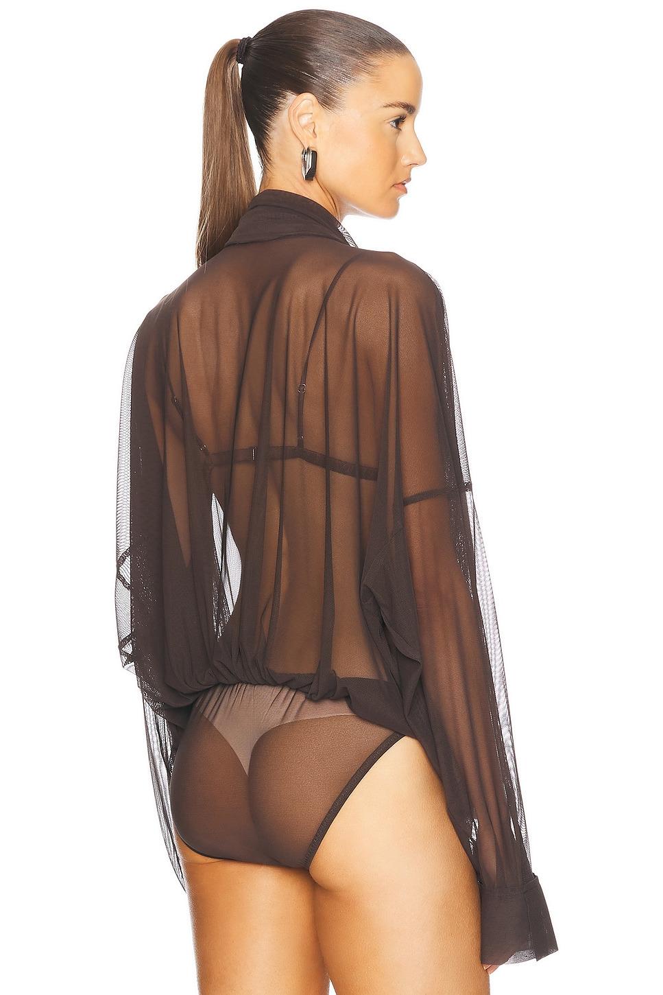 Super Oversized Boyfriend Shirt Bow Bodysuit - 5