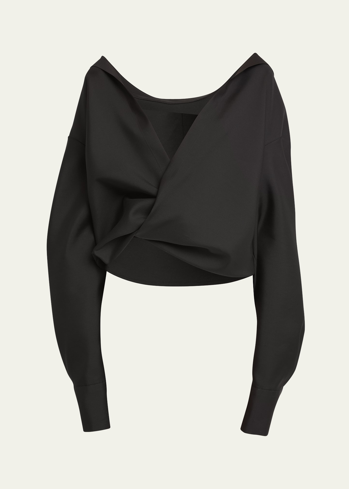 Draped Collared Wrap Blouse - 1