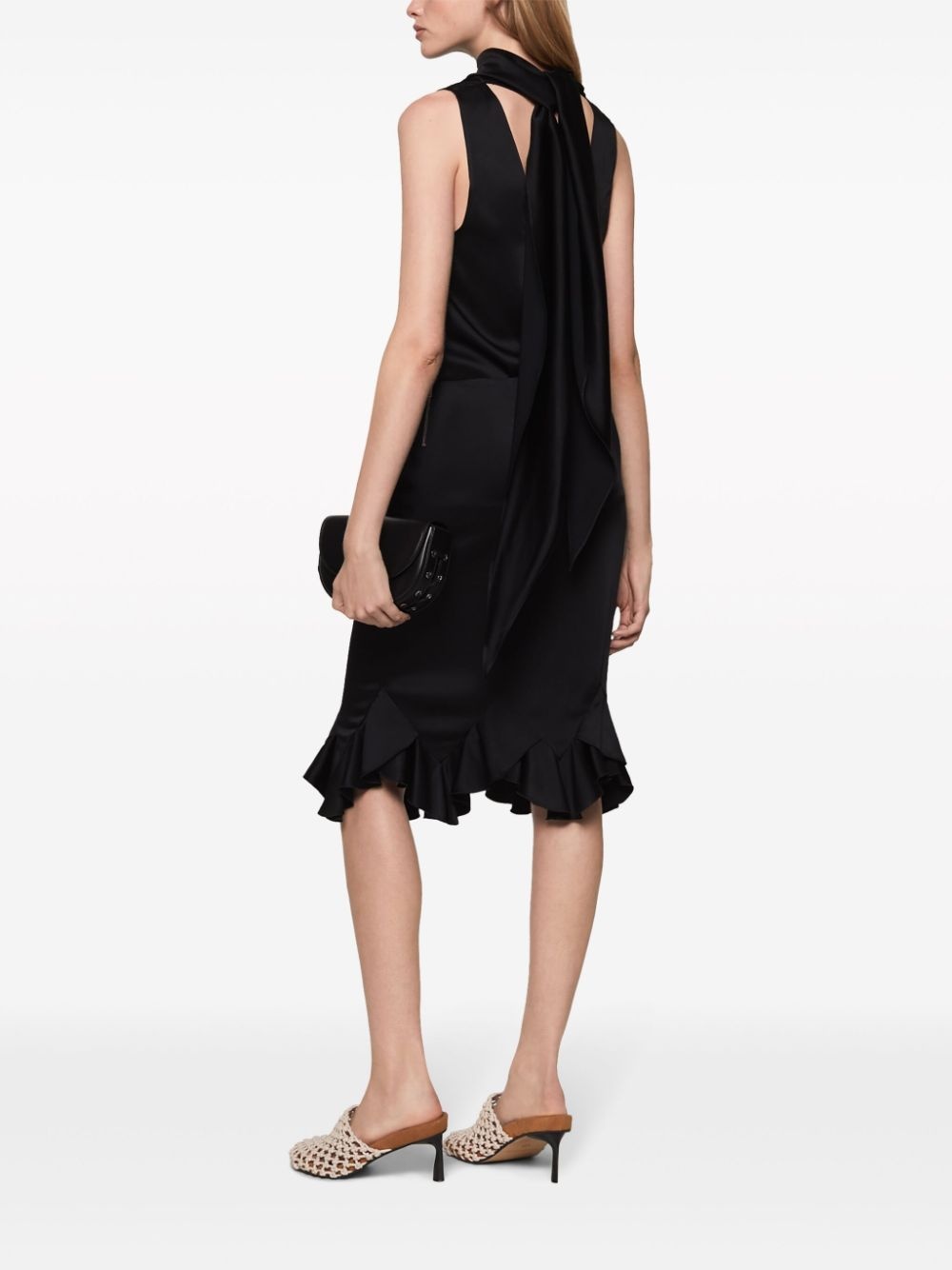 ruffled satin midi skirt - 4