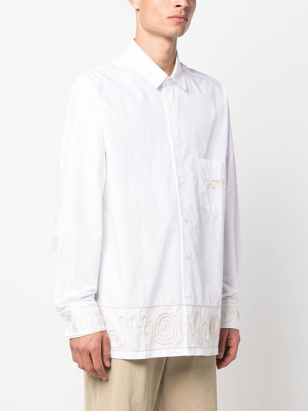 embroidered design long-sleeve shirt - 3
