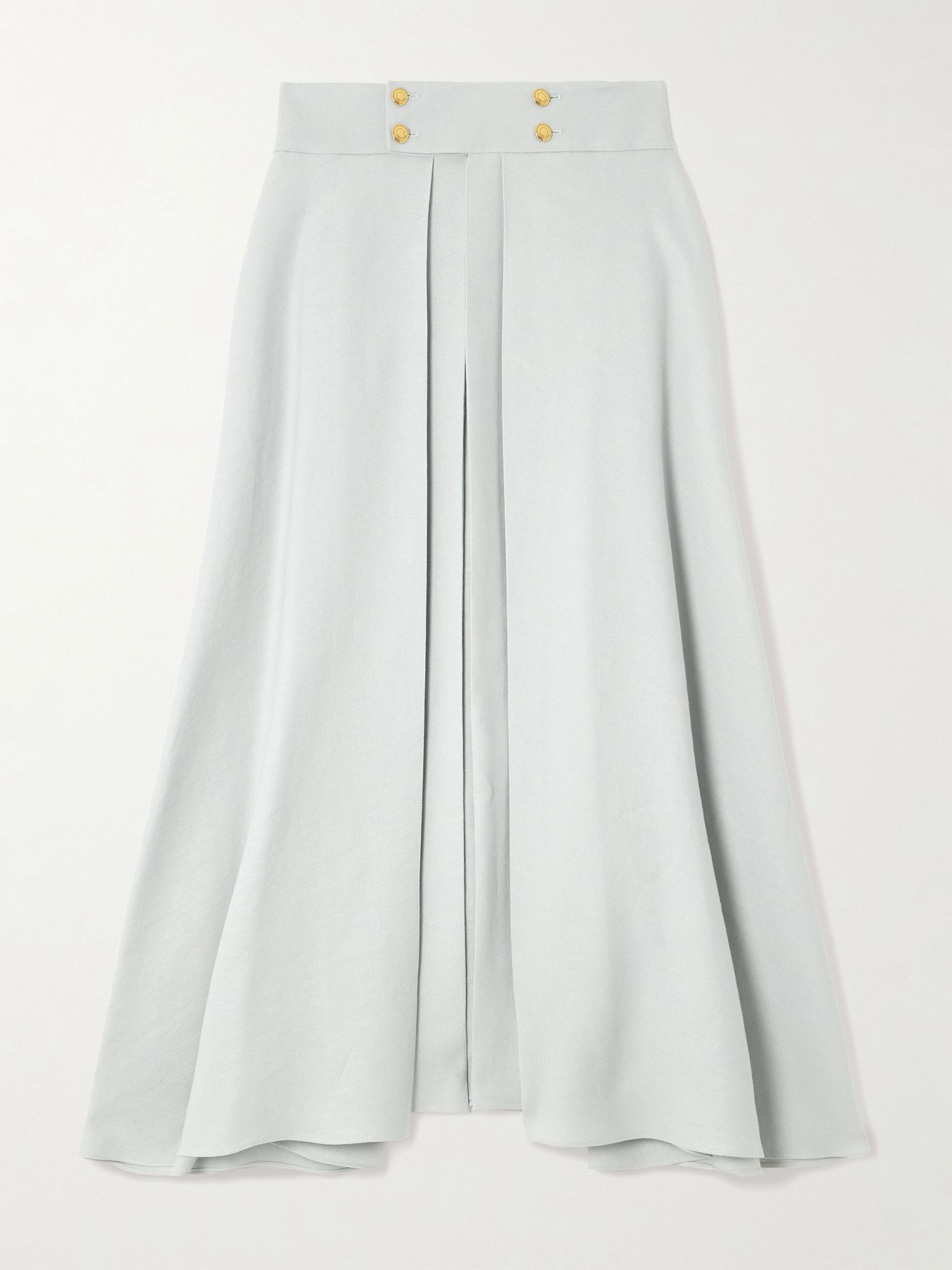 Petra pleated linen-twill midi skirt Light blue - 1