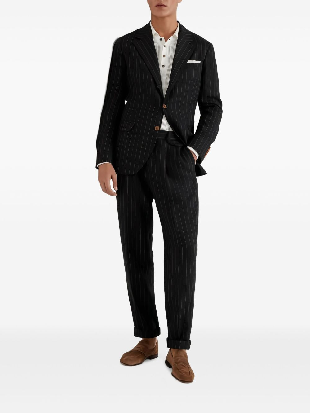 pinstripe linen suit - 4