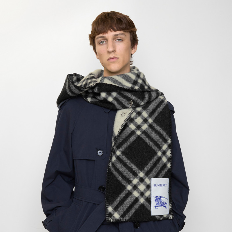 Check Wool Hooded Scarf 5