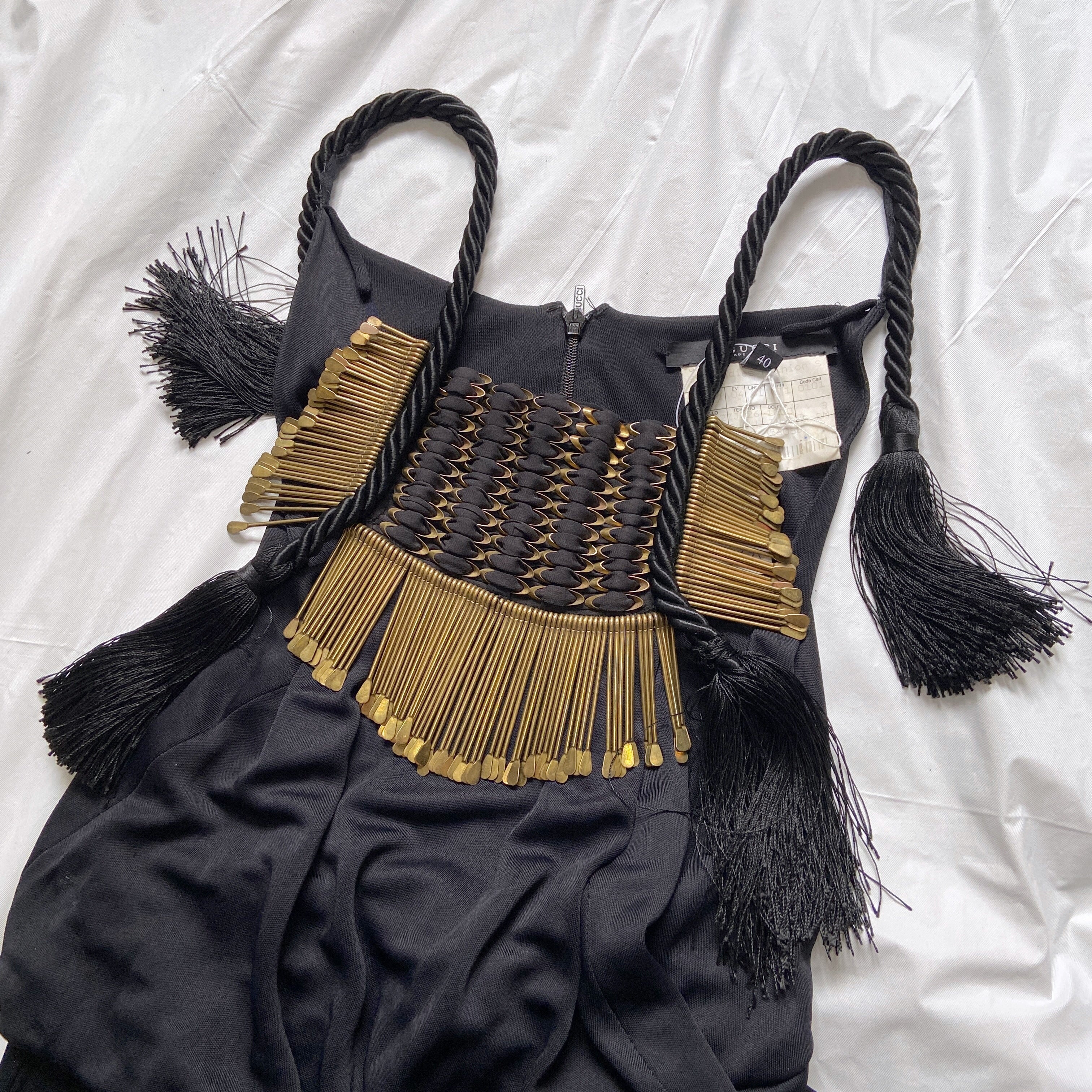 Gucci spring 2011 gold embossed black drop-crotch jumpsuit - 8
