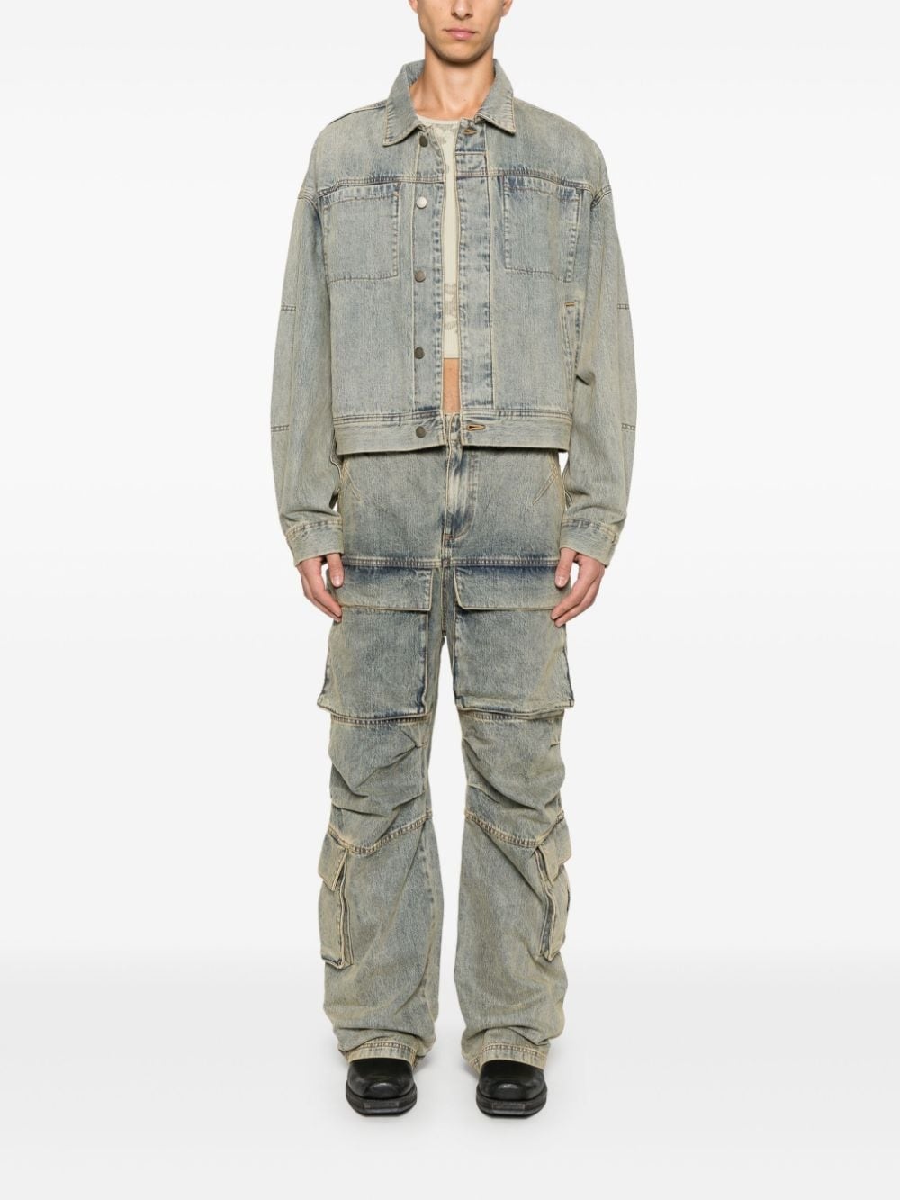 acid-wash cargo jeans - 3