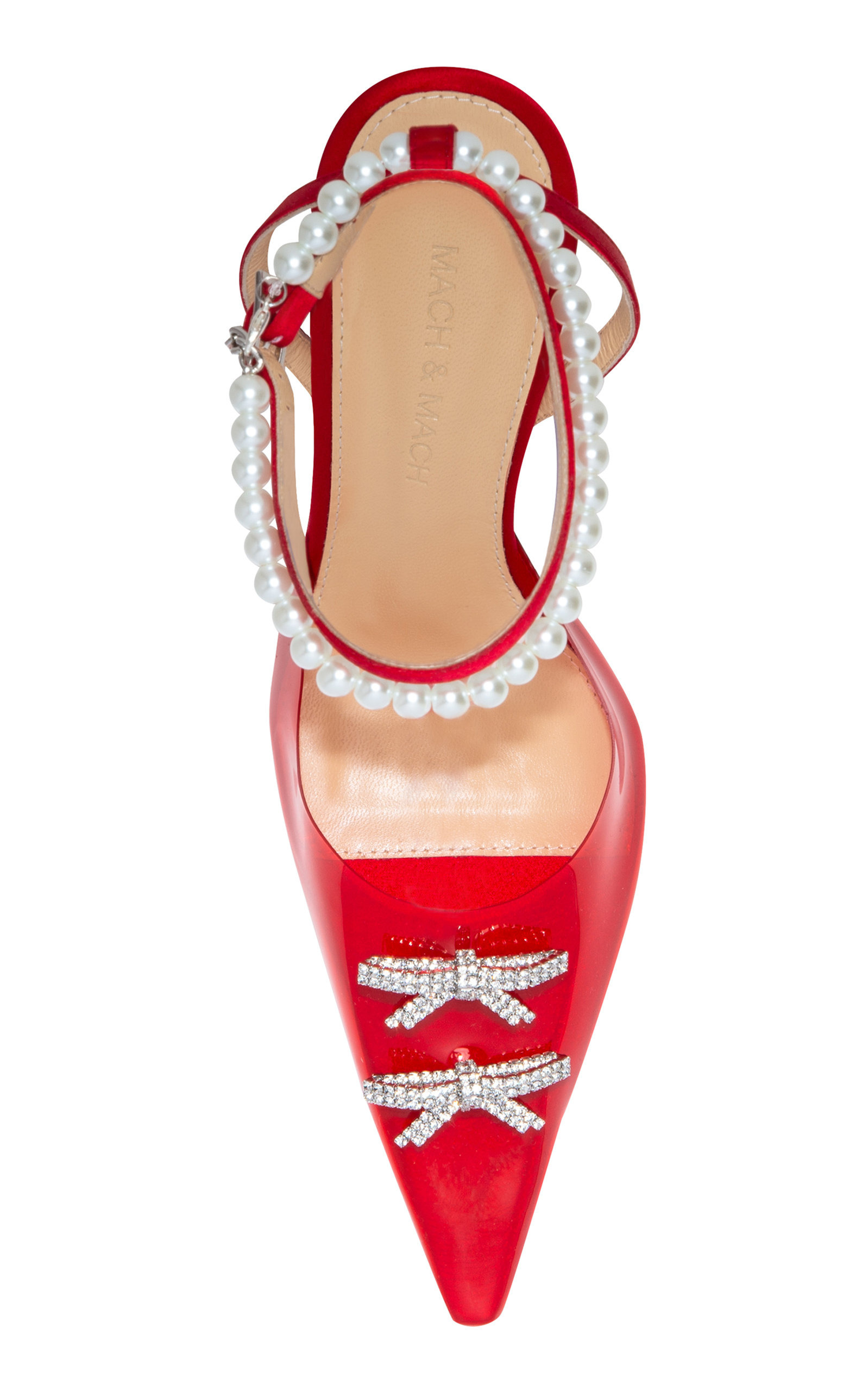 Matilda Mini Bow Embellished PVC Pumps red - 3
