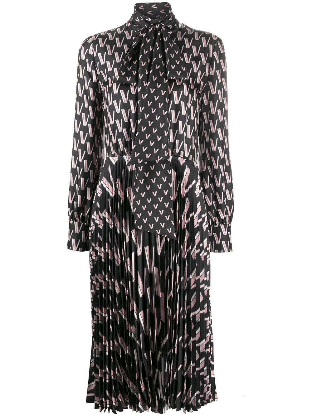 Double VLOGO pussy-bow dress - 1