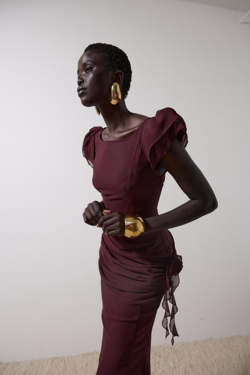 FLORENTINE MAXI DRESS IN EARTH CHIFFON 5