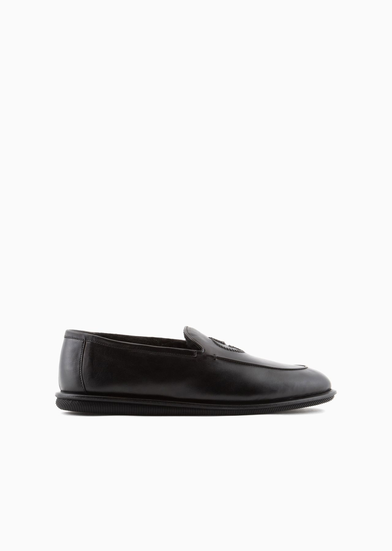 Nappa leather loafers with embroidered logo - 1