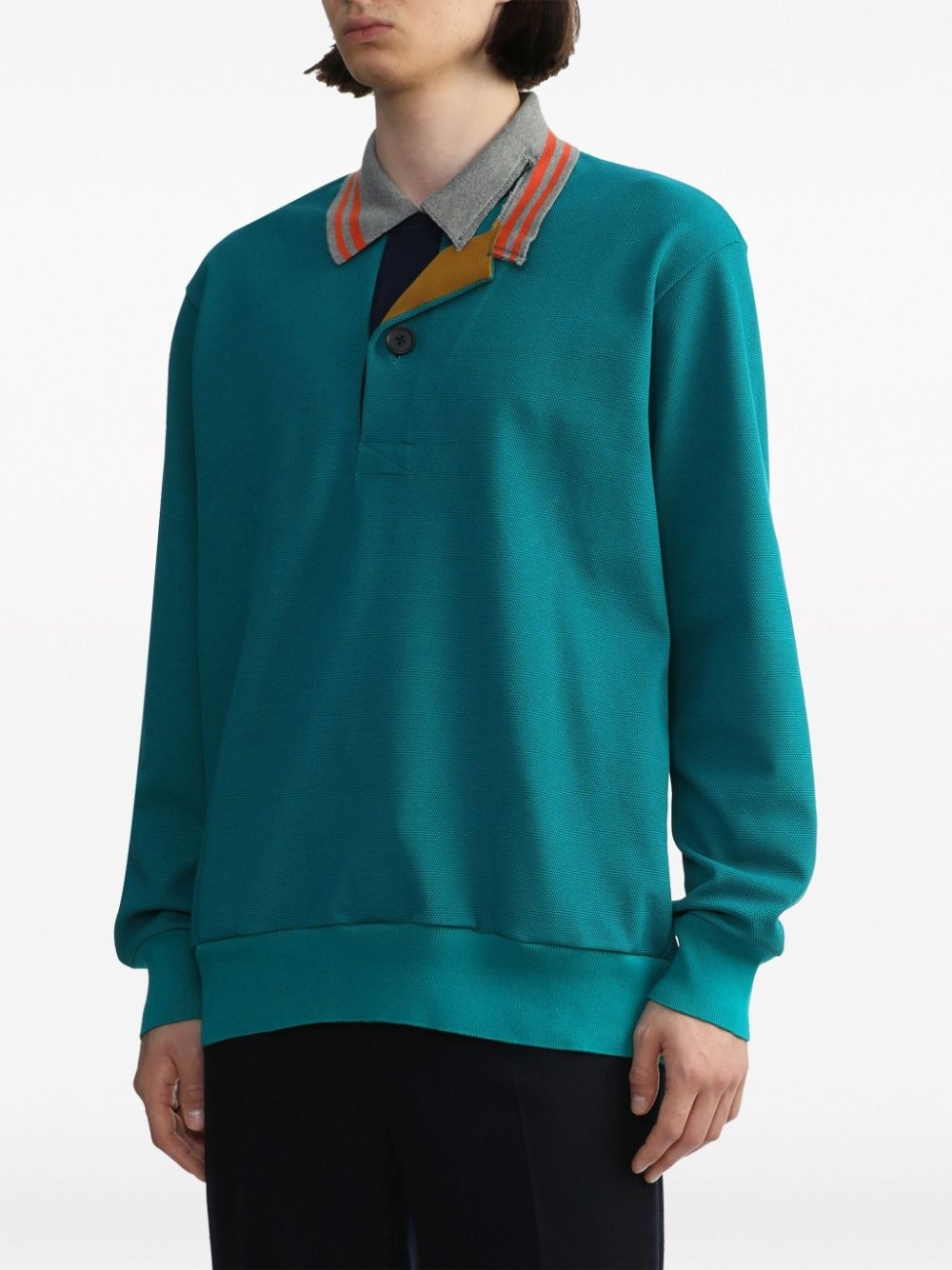 patchwork-detail polo shirt - 3