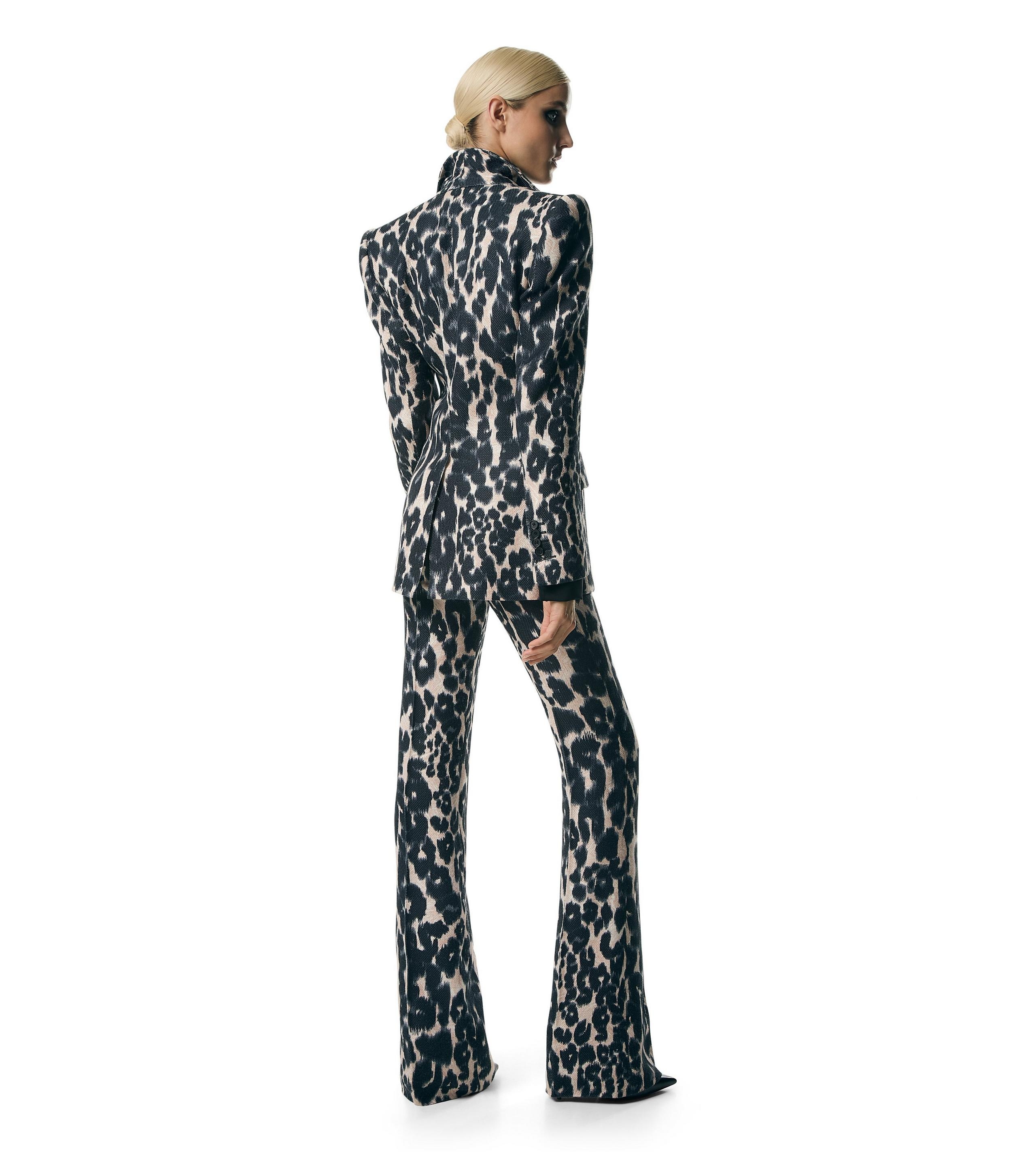 LEOPARD PRINTED HOPSACK FLARED PANTS - 3