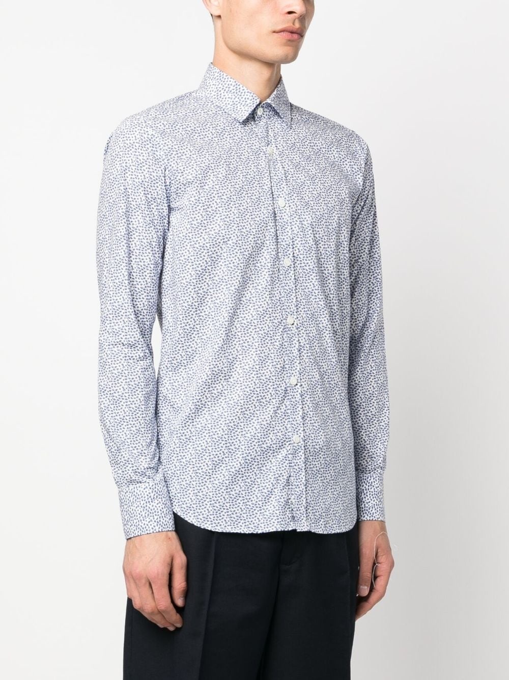 micro leaf-print cotton shirt - 3