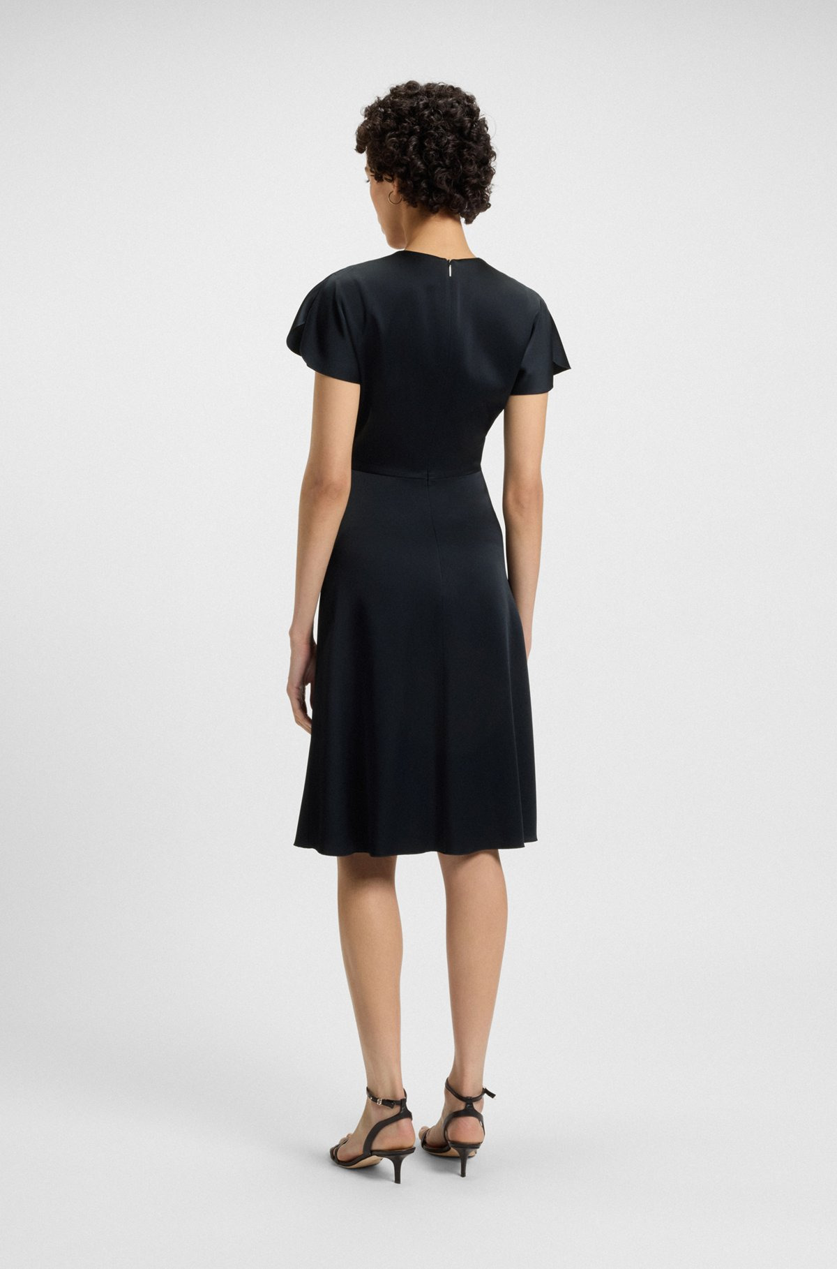 V-NECK DRESS WITH GATHERED WAISTBAND - 4